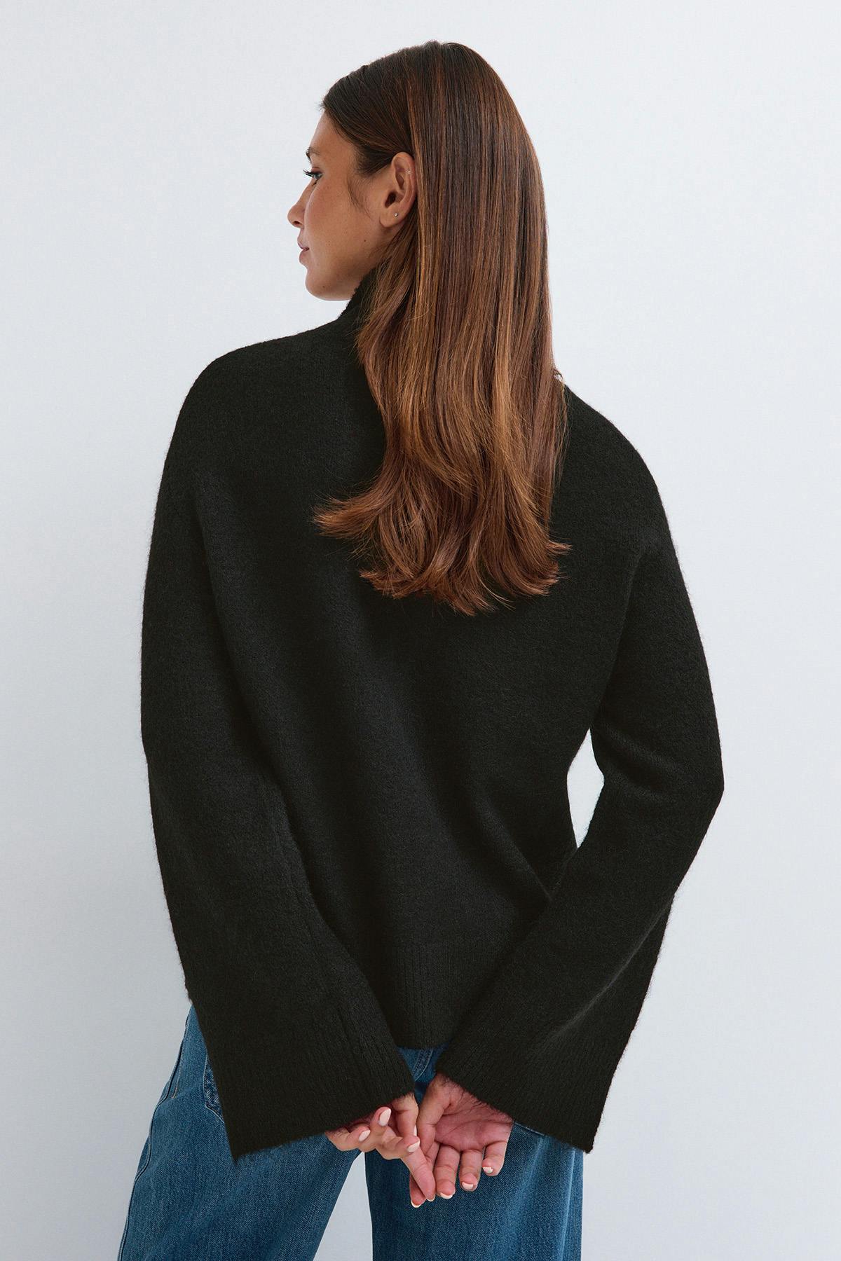 Double zip knitted cardigan - Black