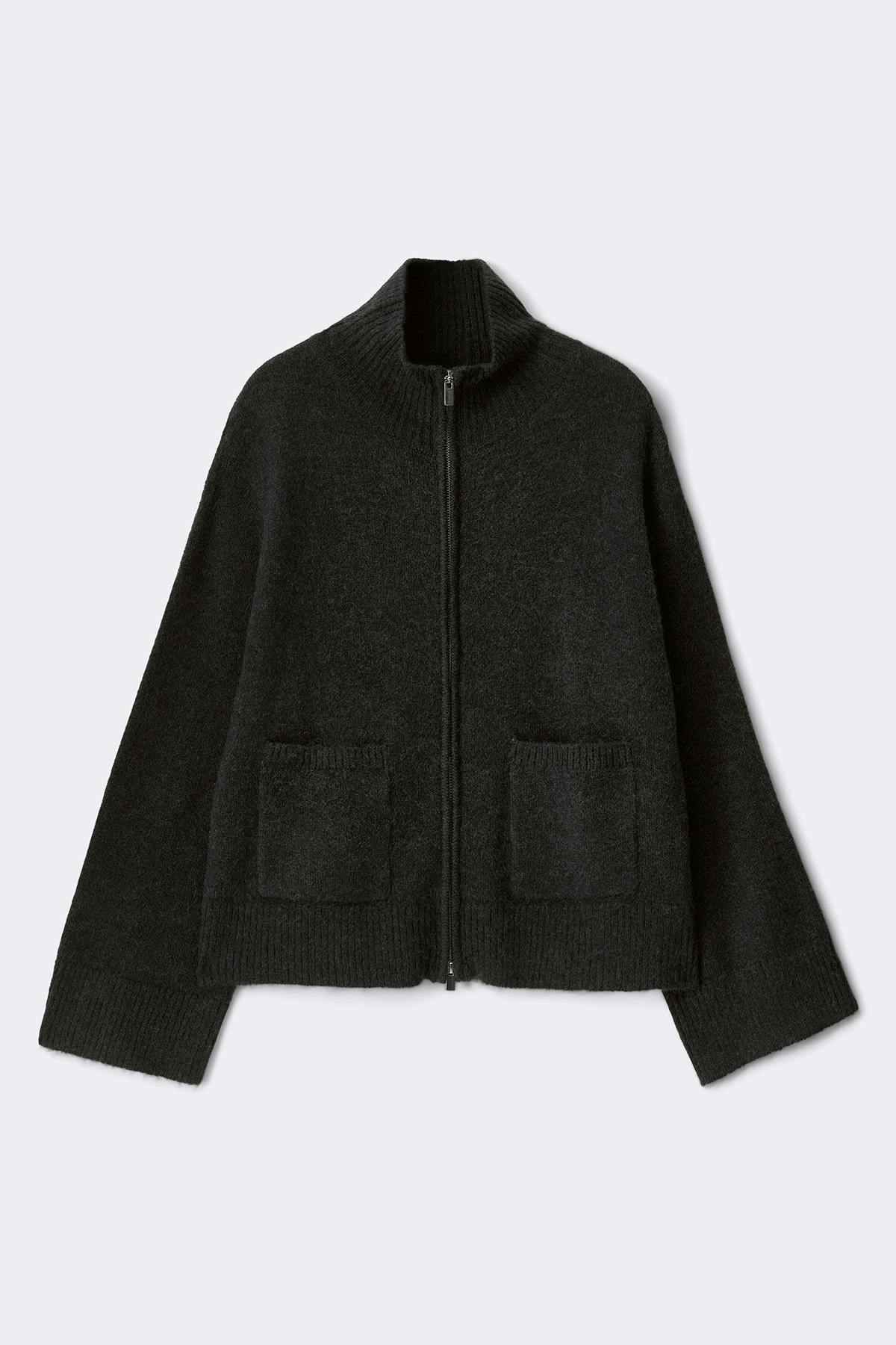 Double zip knitted cardigan - Black