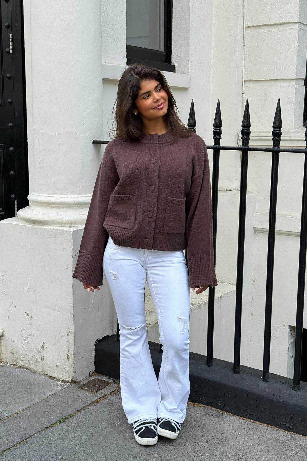 14+ knitted cardigan - Brown