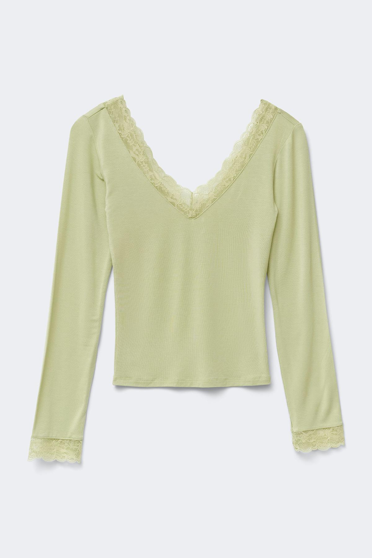 Soft lace loungewear top - Green
