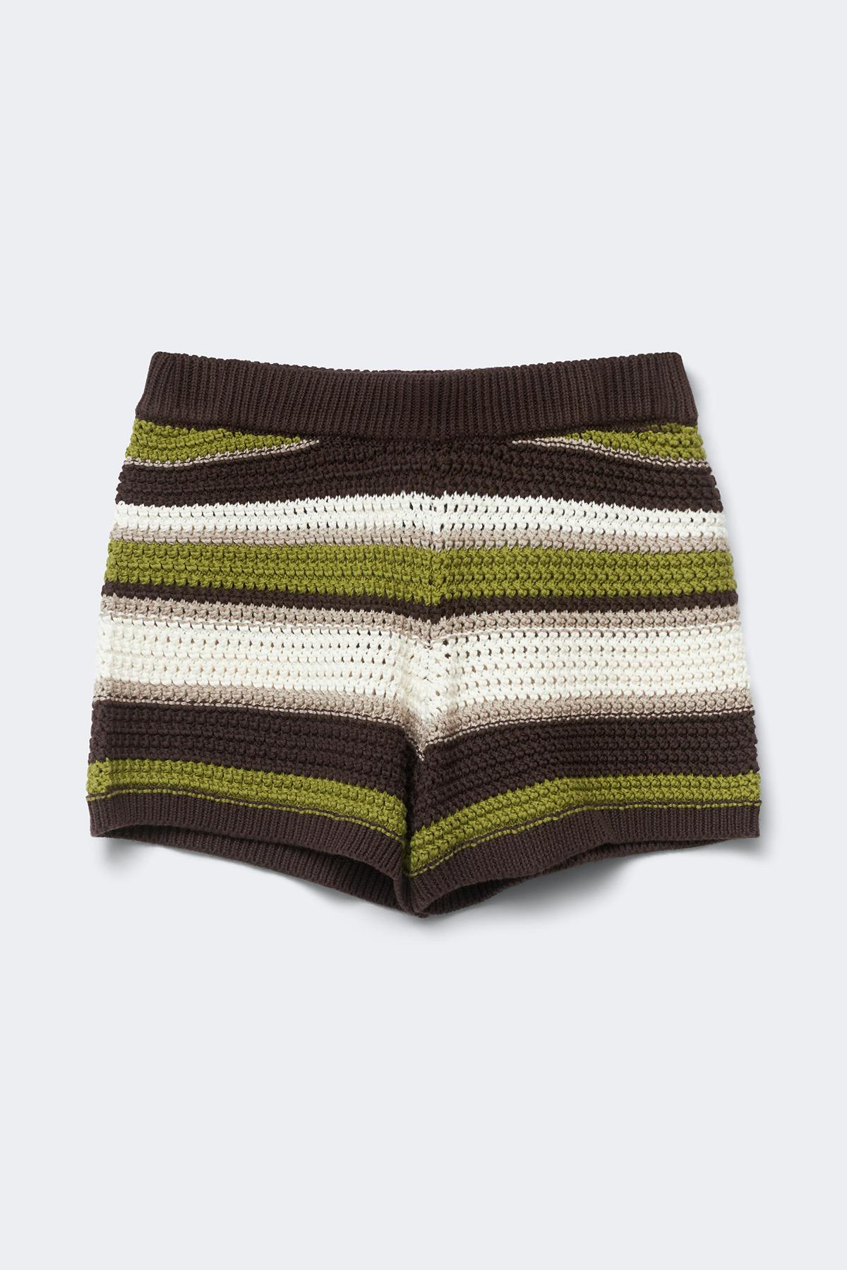 Multi stripe knitted shorts - Green