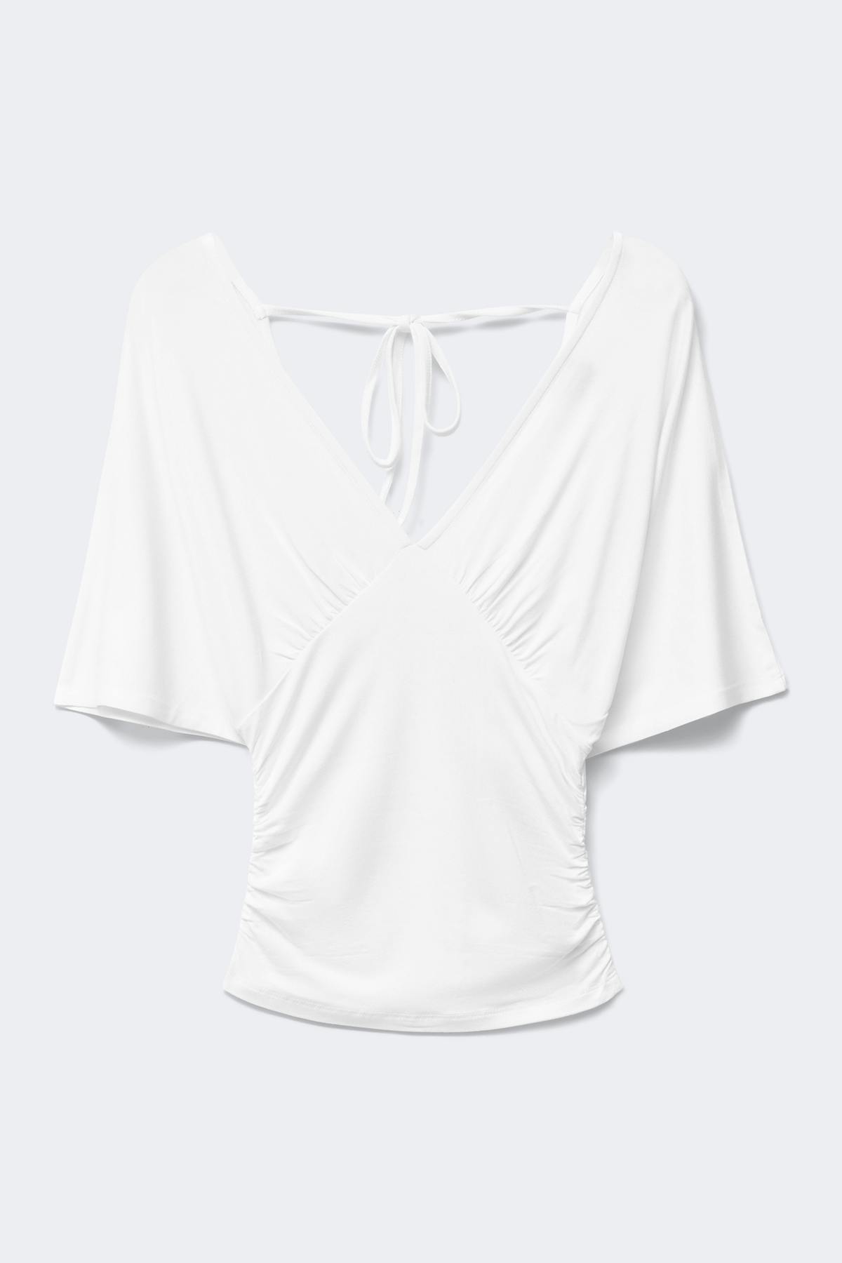 Shaped v-neck top - White