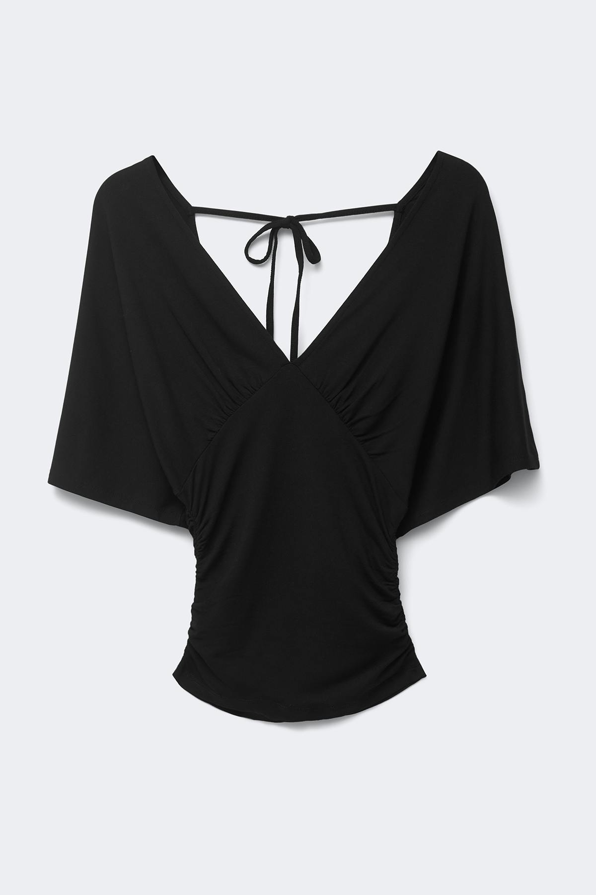 Shaped v-neck top - Black