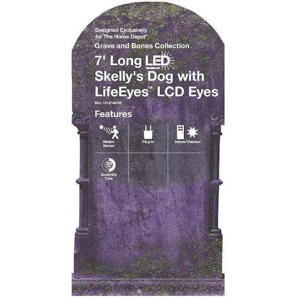 Long Grave & Bones Skelly's Dog with LifeEyes LCD Eyes