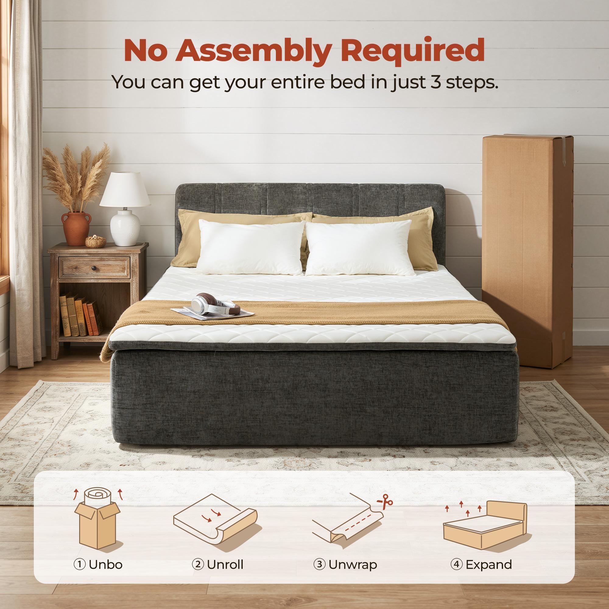 【Stock Up Deals】Ovios Queen Size Memory Foam Mattress with Removable Headboard, 17" Sofa Bed Full Mattress, Individually Pocketed Springs, Pressure Relief, Motion Isolation, Provides Support, CertiPUR-US Certified - No Assembly Required 【Stock Up Deals】Ovios Queen Size Memory Foam Mattress with Removable Headboard, 17" Sofa Bed Full Mattress, Individually Pocketed Springs, Pressure Relief, Motion Isolation, Provides Support, CertiPUR-US Certified - No Assembly Required