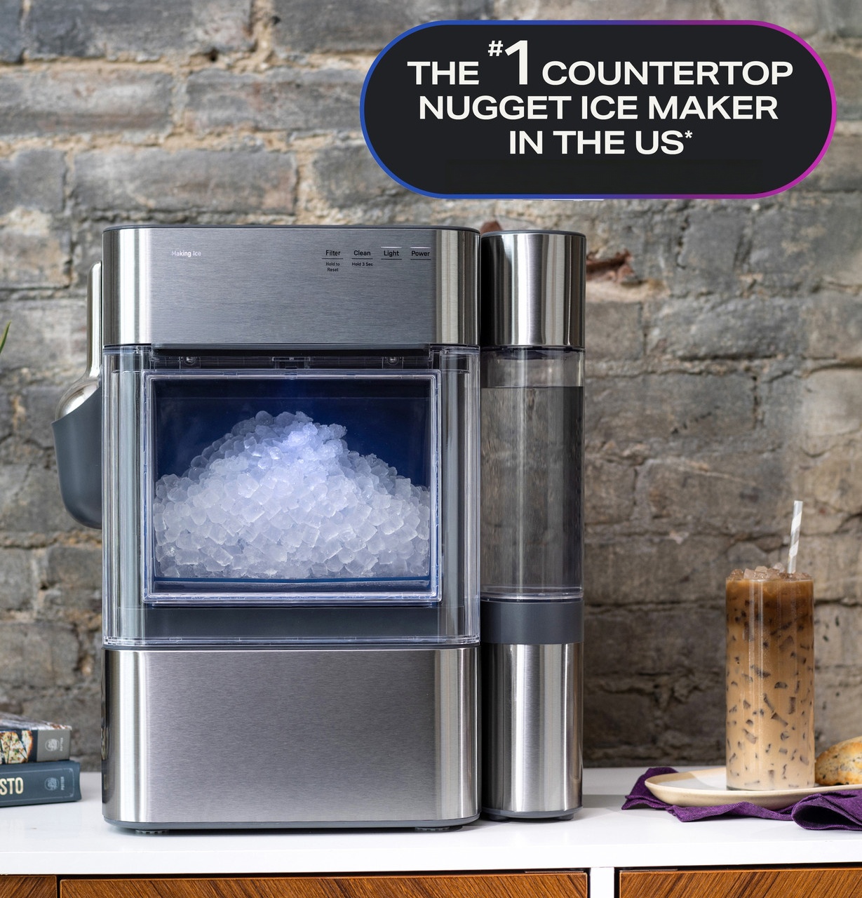 🔥Last Day Clearance🔥Ice Maker with Side Tank and Scale Inhibiting Filter