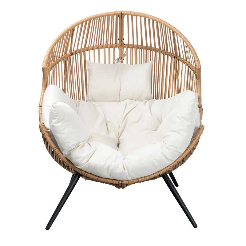 Walsunny Outdoor & Indoor Wicker Egg Chair with Cushion - Oversized Rocking Lounger for Patio, Bedroom, and Balcony