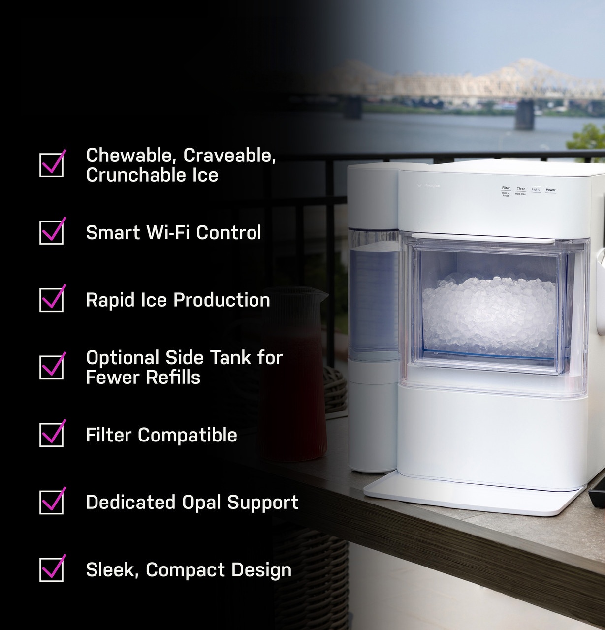 🔥Last Day Clearance🔥Ice Maker with Side Tank and Scale Inhibiting Filter