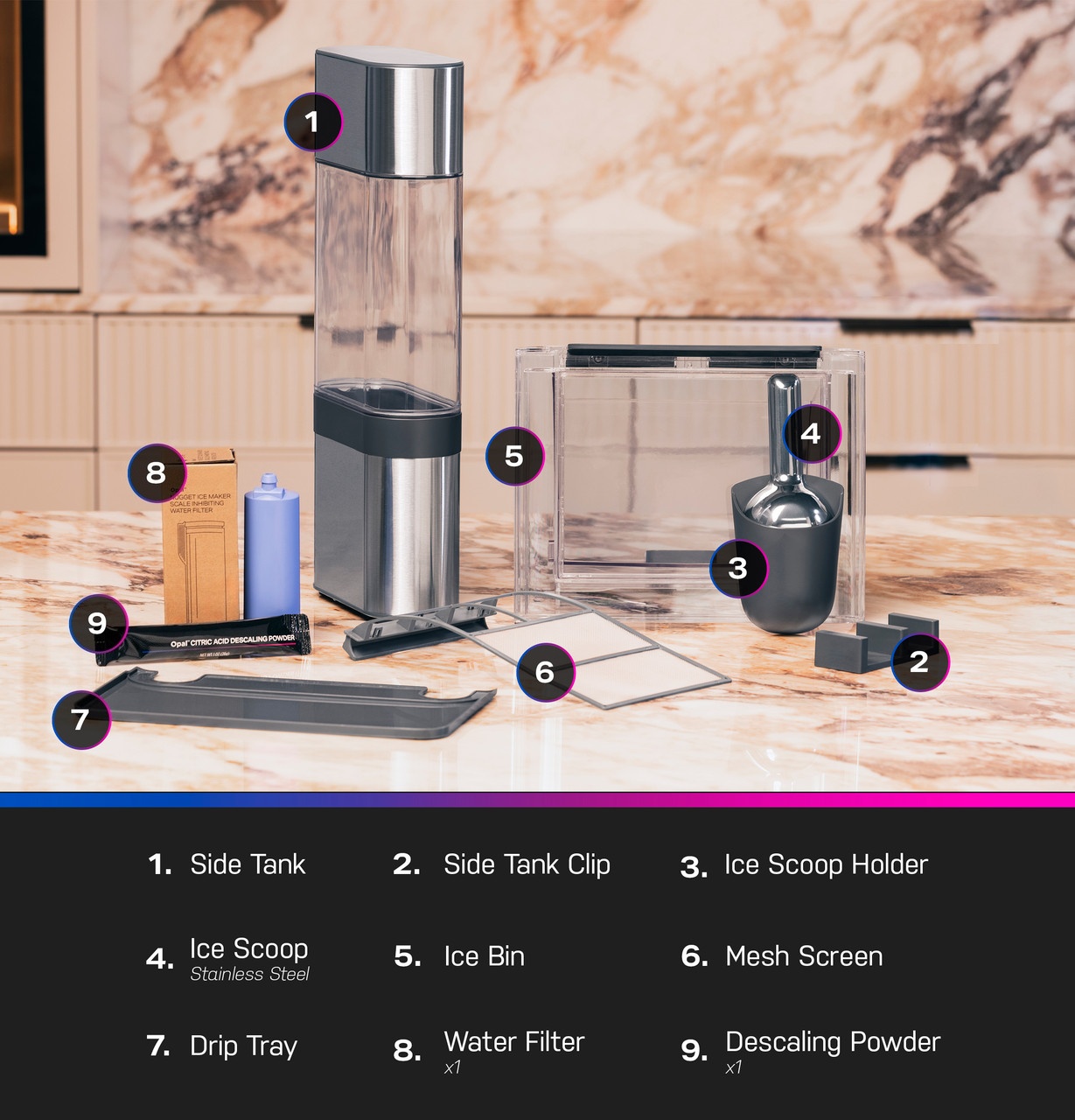 🔥Last Day Clearance🔥Ice Maker with Side Tank and Scale Inhibiting Filter