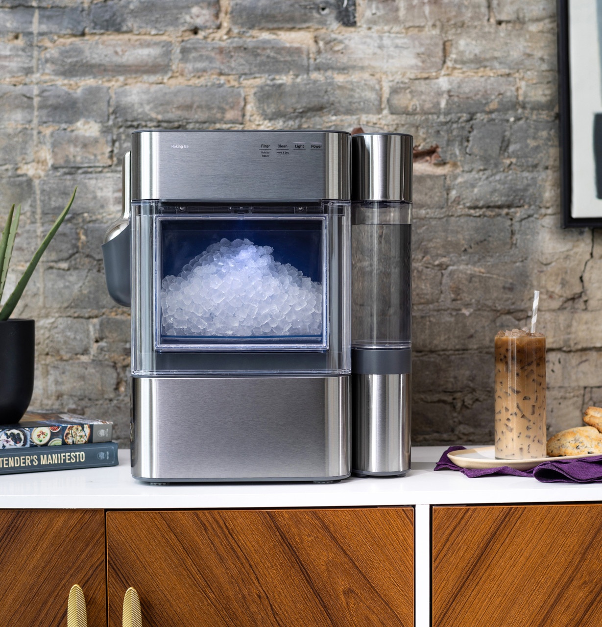 🔥Last Day Clearance🔥Ice Maker with Side Tank and Scale Inhibiting Filter