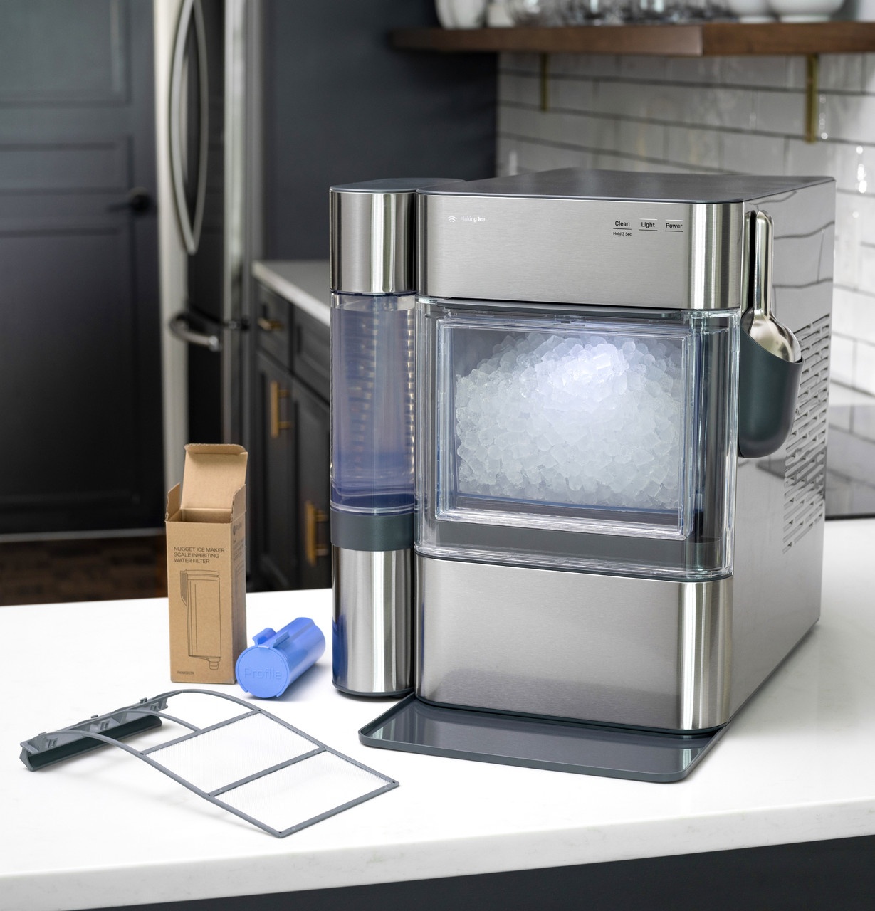 🔥Last Day Clearance🔥Ice Maker with Side Tank and Scale Inhibiting Filter