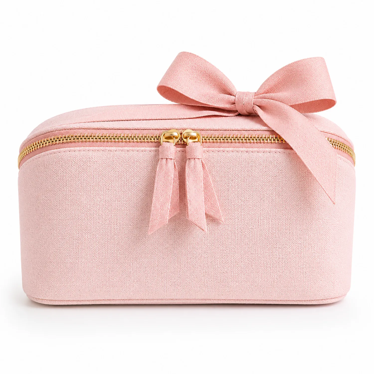 Trousse de Maquillage Ovale Rose avec Nœud