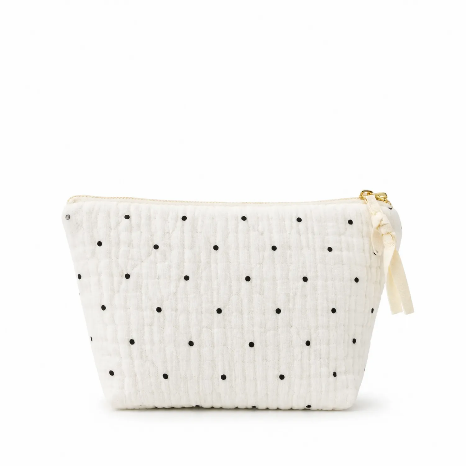 Trousse de Toilette Trapézoïdale à Pois Blancs et Noirs