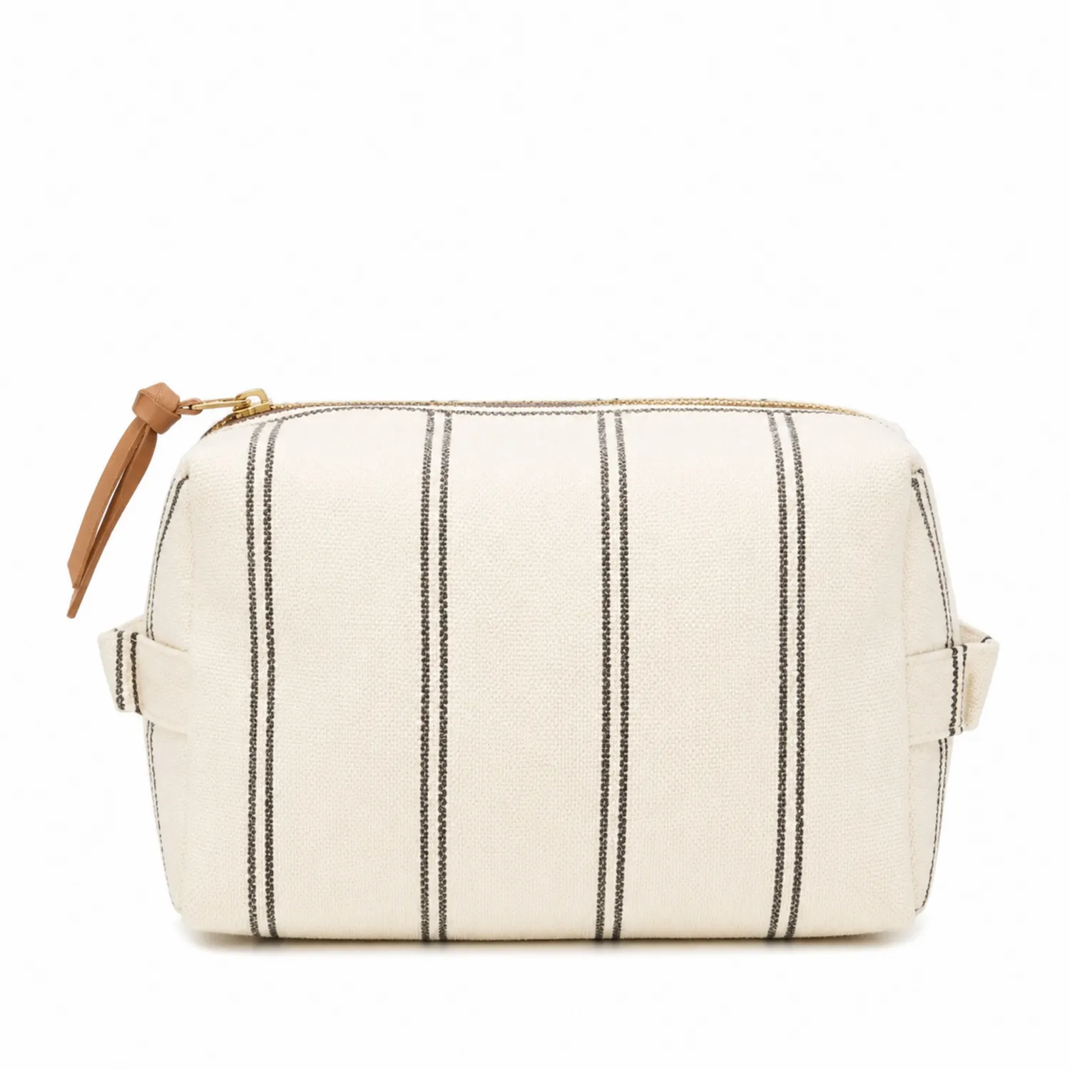 Trousse de toilette rayée noir et blanc avec fermeture éclair