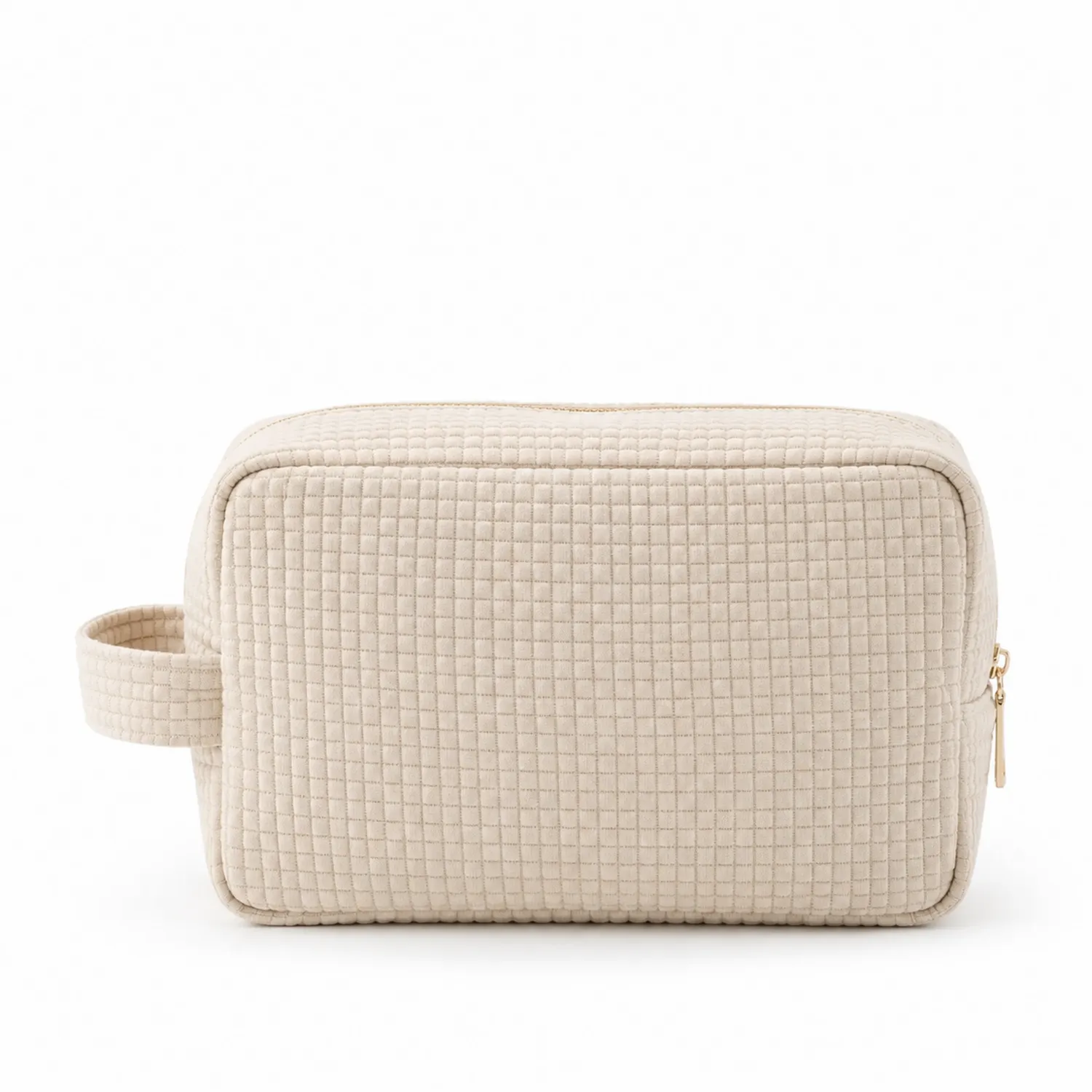 Trousse de Toilette Beige Matelassée Minimaliste