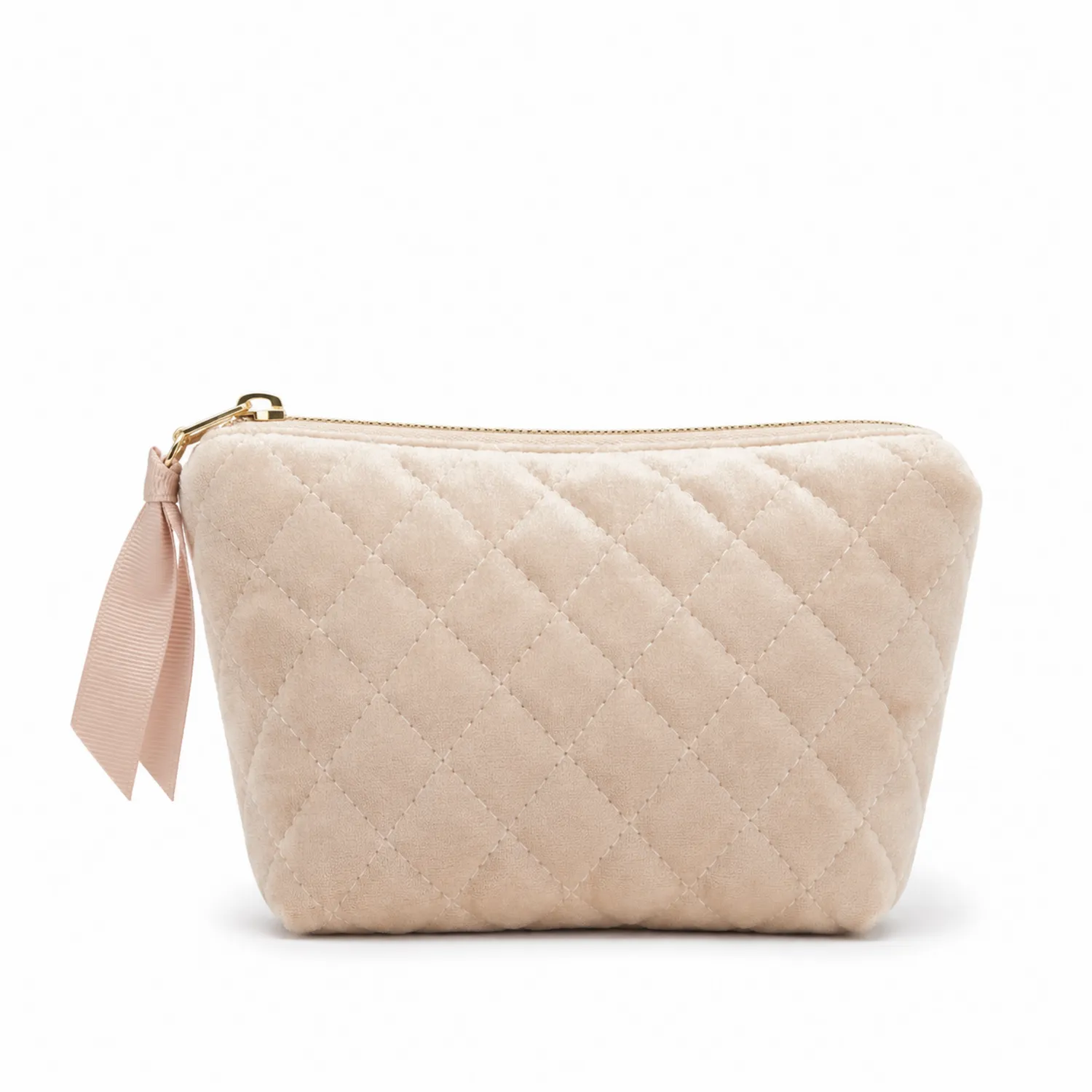 Trousse de maquillage matelassée beige élégante