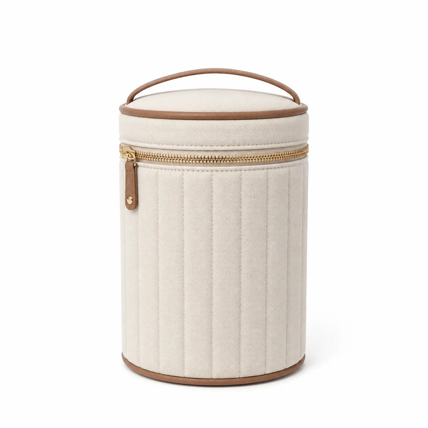 Trousse de maquillage cylindrique beige