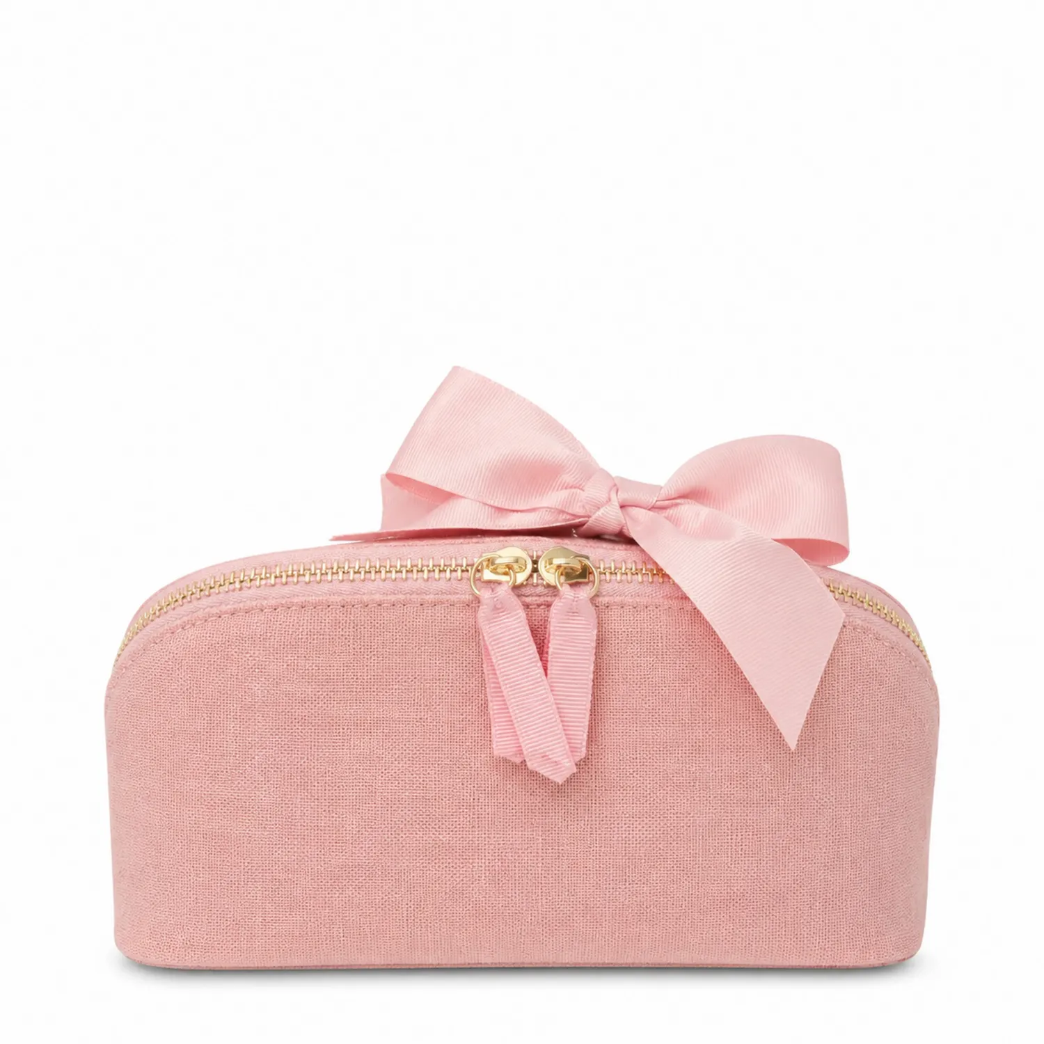 Trousse de maquillage rose avec nœud élégant