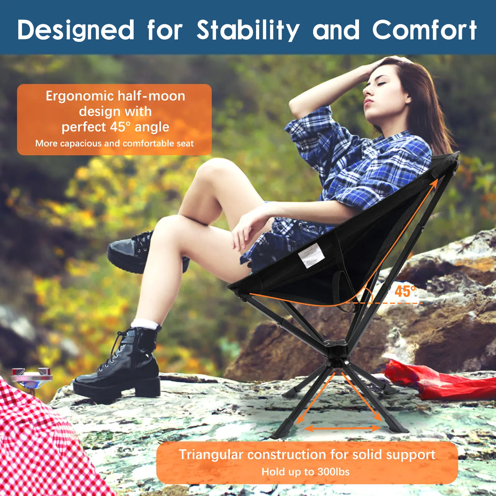 💝clearance-Buy 2 get 1 free💥360° Swivel Portable Camping Chair with Headrest & Storage