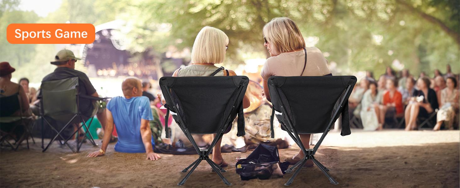 360&deg; Swivel Camping Chairs, Portable Camping Chair with Headrest and Storage Bag, Lightweight Foldable Chair for Outside Camping, Hiking, Travel, Beach and Sports