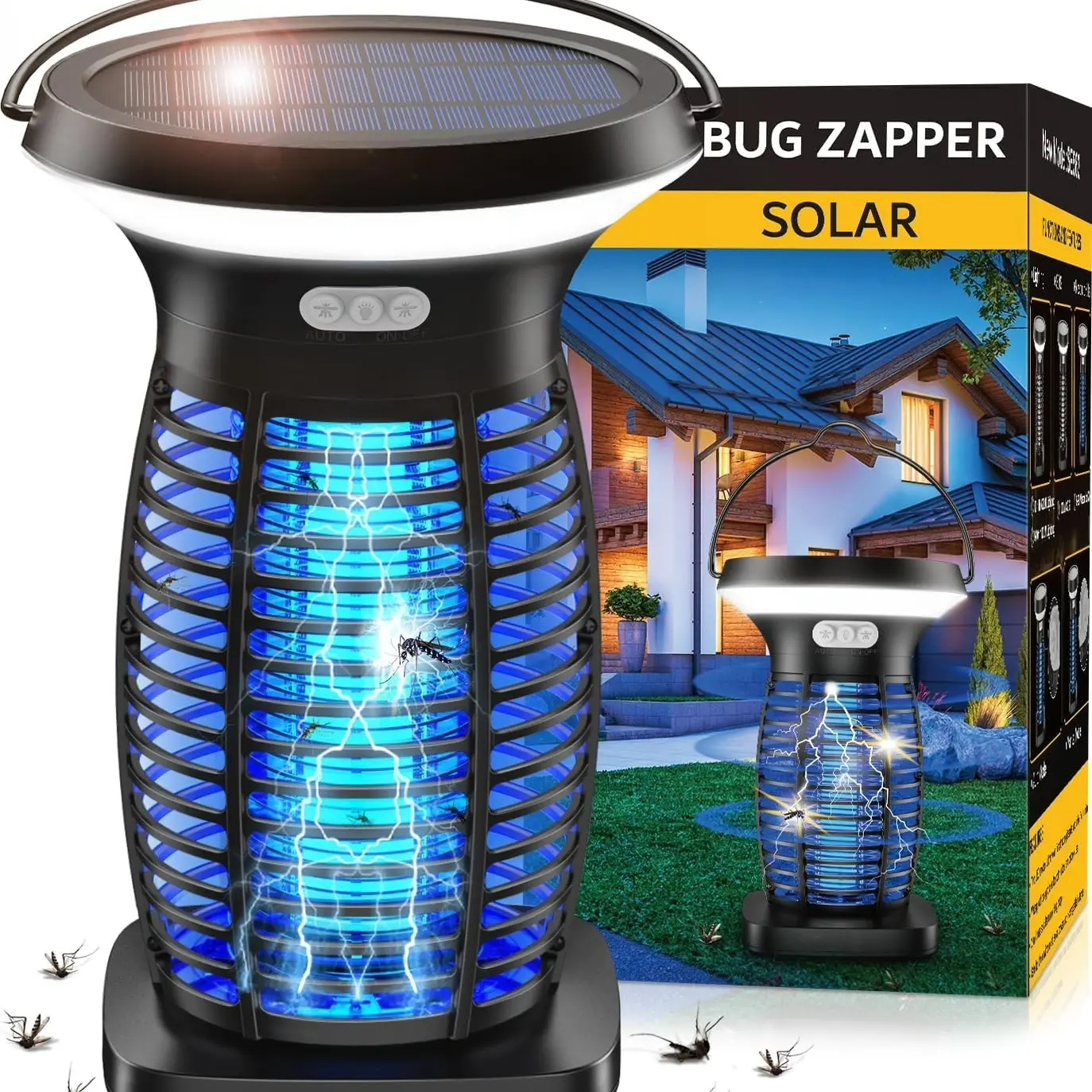 ZeChuan Solar Bug Zapper Outdoor, Waterproof Mosquito Zapper Outdoor Solar Powered mosquito killers electronic