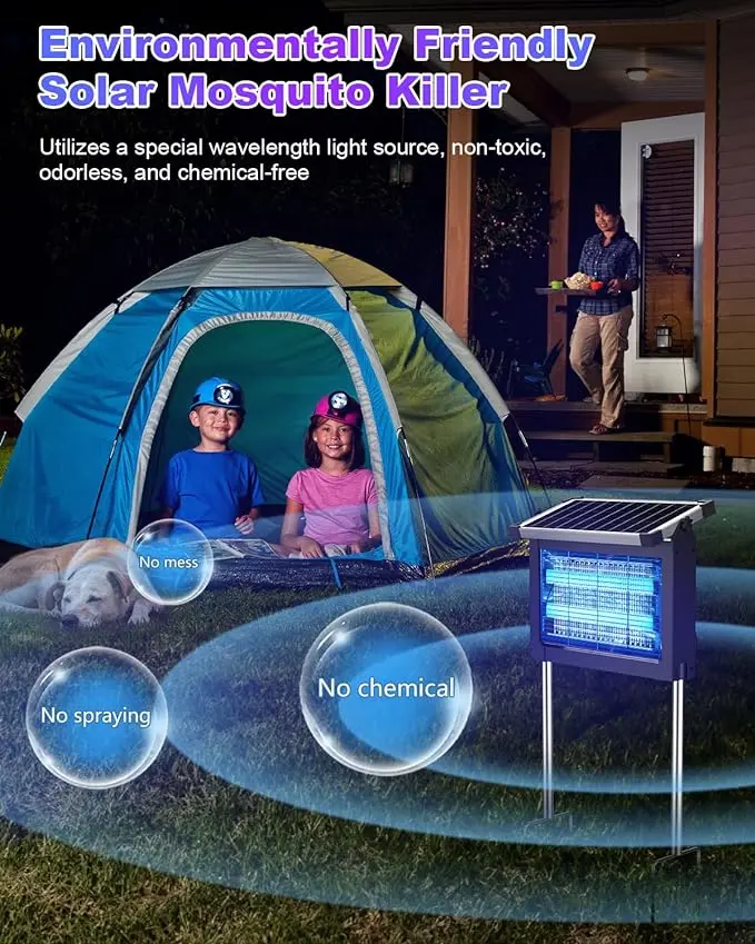 ZeChuan Solar Bug Zapper Outdoor, Waterproof Mosquito Zapper Outdoor Solar Powered mosquito killers electronic