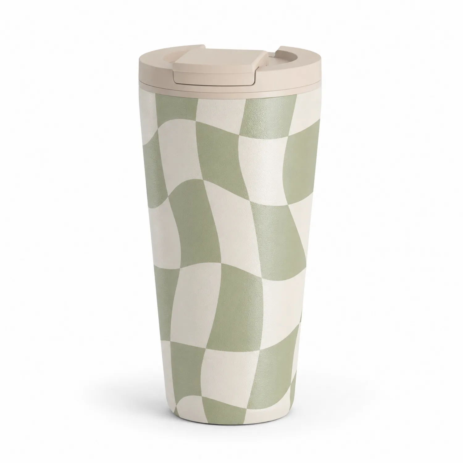 Thermobecher mit Schachbrettmuster Grün/Weiß 450ml-Dwelluroa