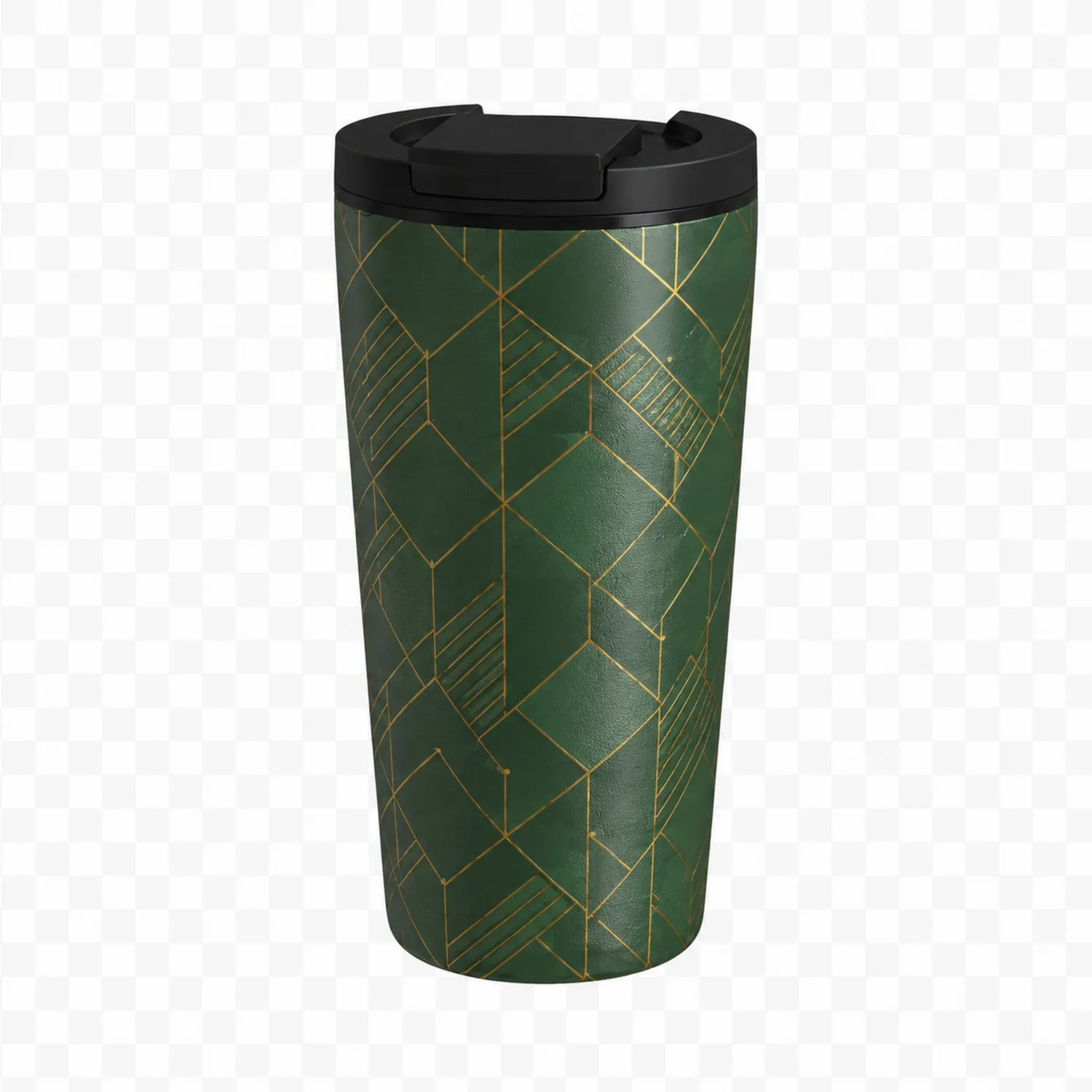 Doppelwandiger Isolierbecher 500ml Grün mit Geometrischem Muster-Dwelluroa