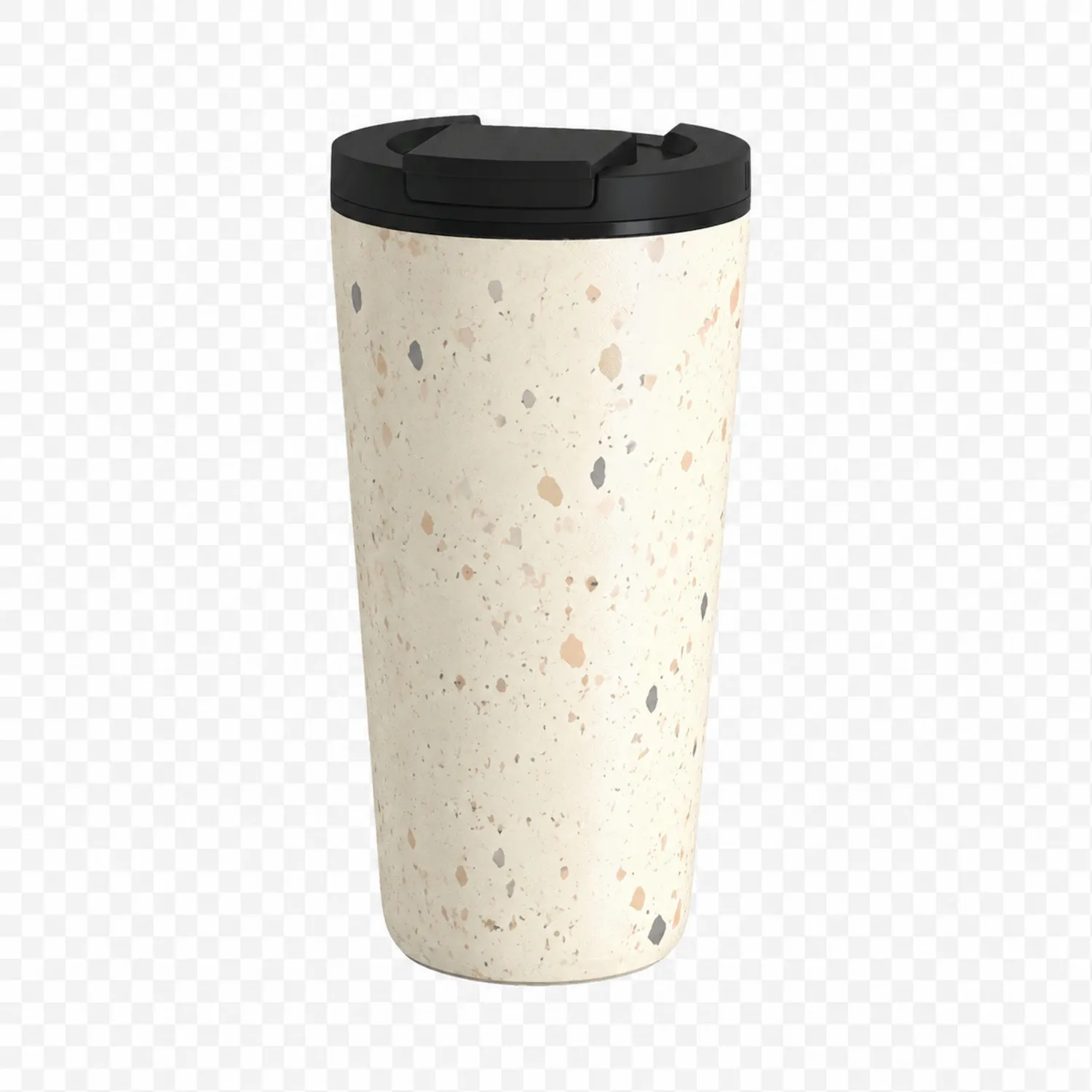 Thermobecher 450ml Terrazzo-Design Creme/Schwarz-Dwelluroa