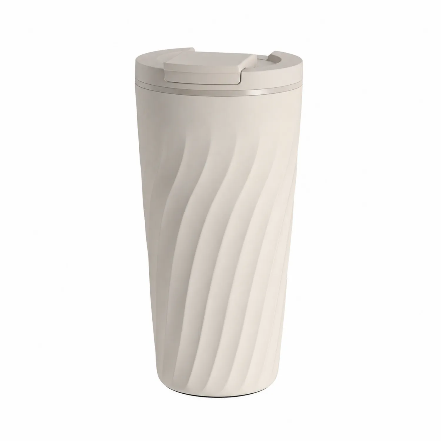 Beiger Isolierbecher 400ml mit Wellenmuster-Dwelluroa