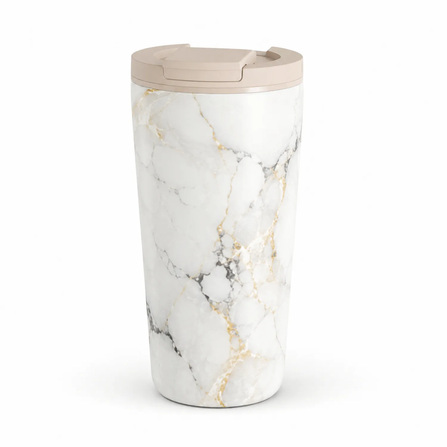 Thermobecher mit Marmordesign 400ml Beige-Dwelluroa