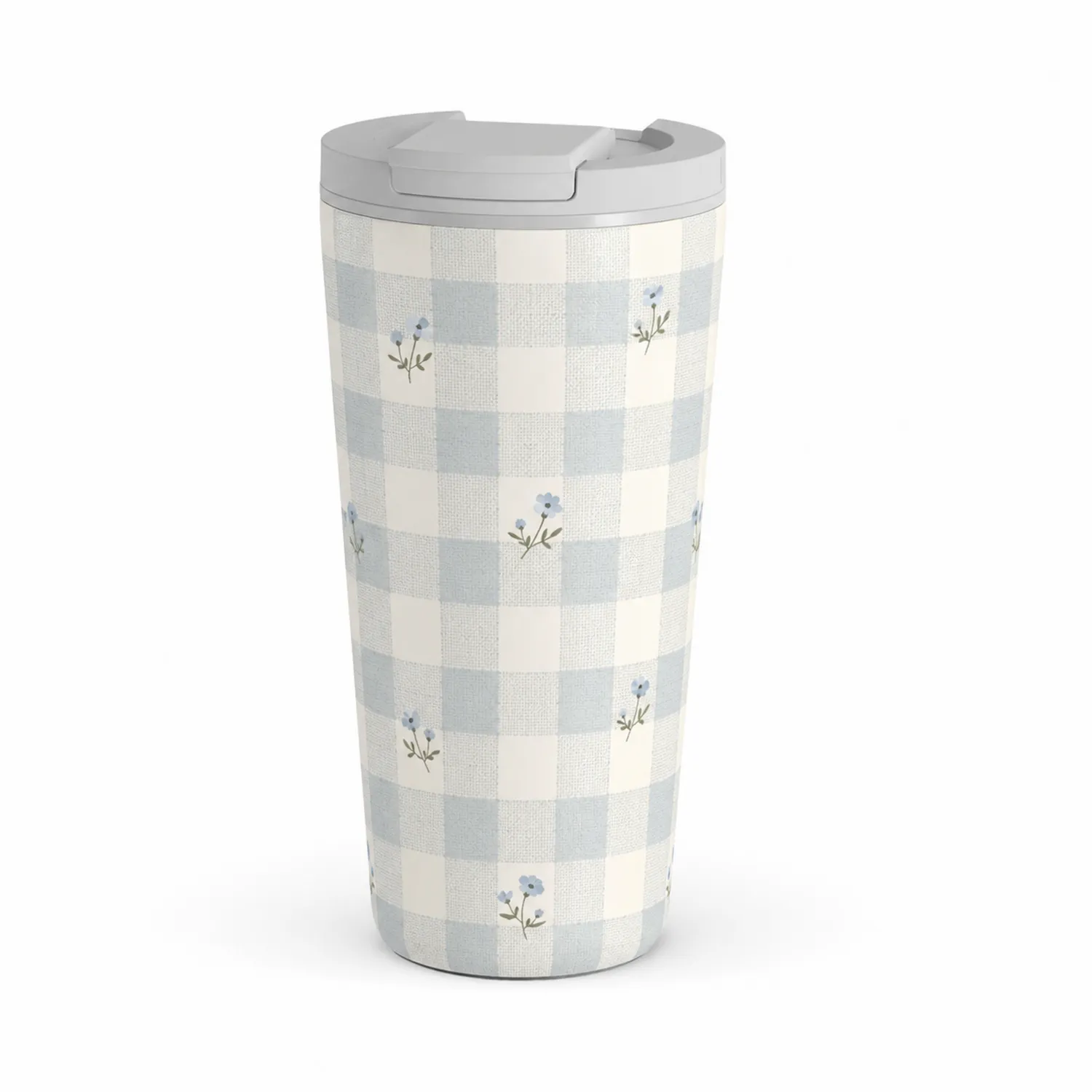 Thermobecher mit Blumen-Gittermuster 500ml Hellblau/Weiß-Dwelluroa