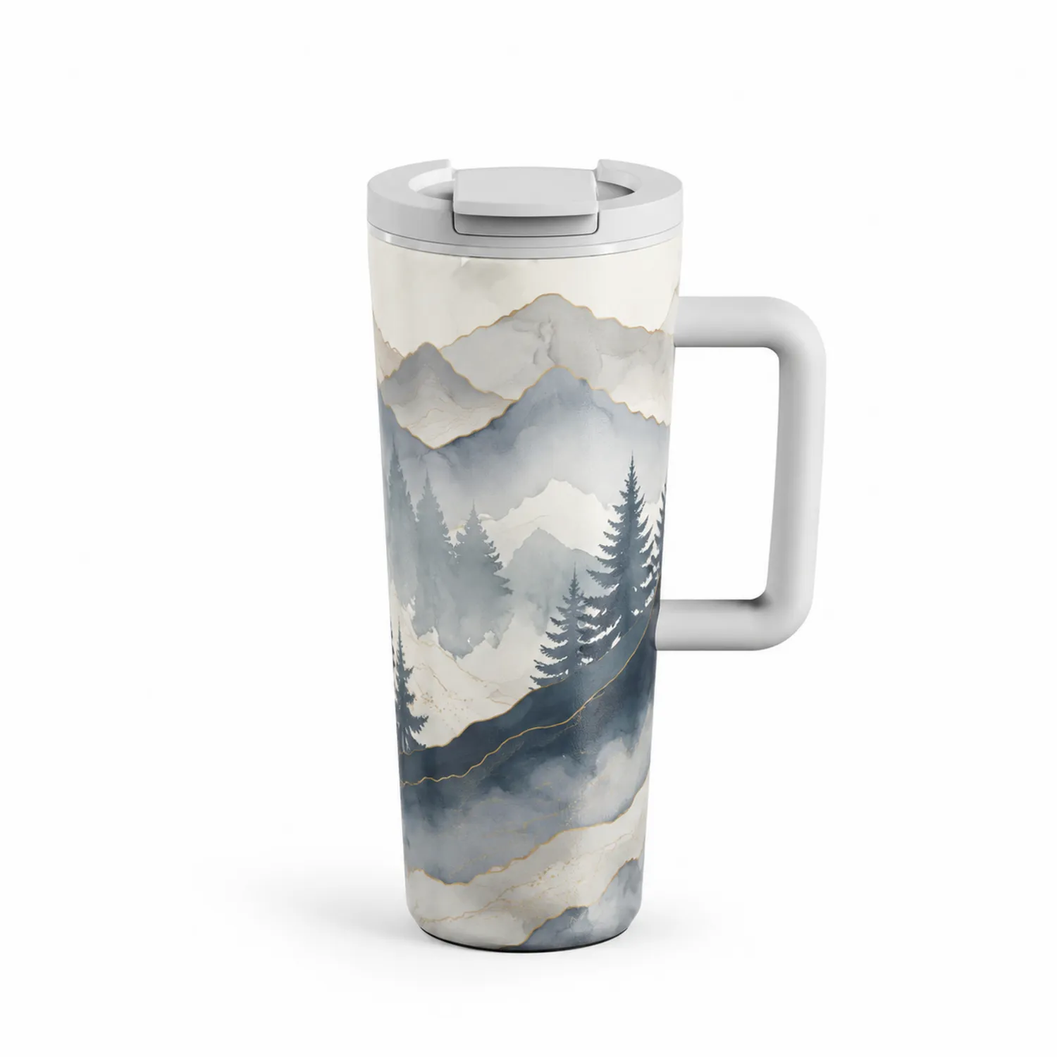 Thermobecher mit Griff 500ml Berglandschaft Grau-Dwelluroa