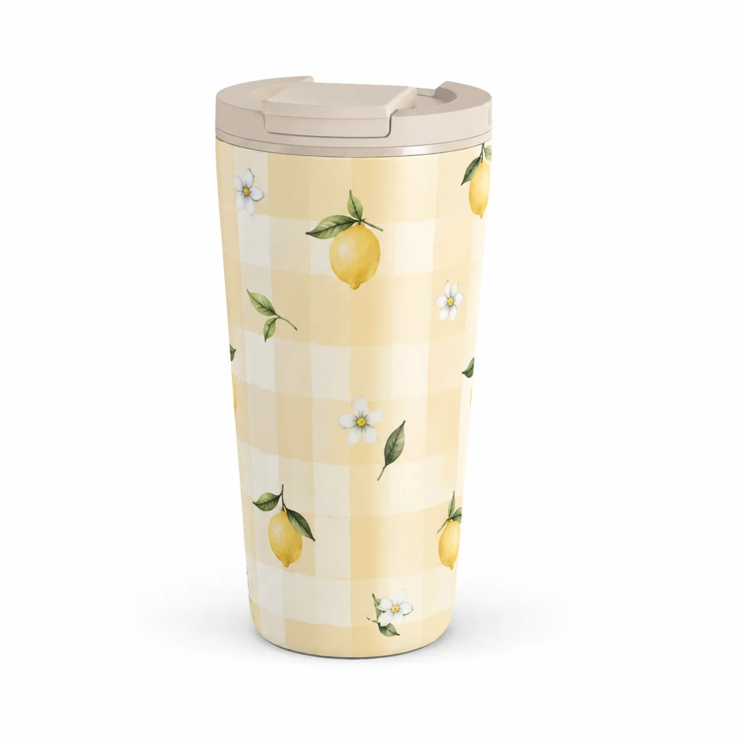 Thermobecher mit Zitronenmuster 500ml Beige-Dwelluroa