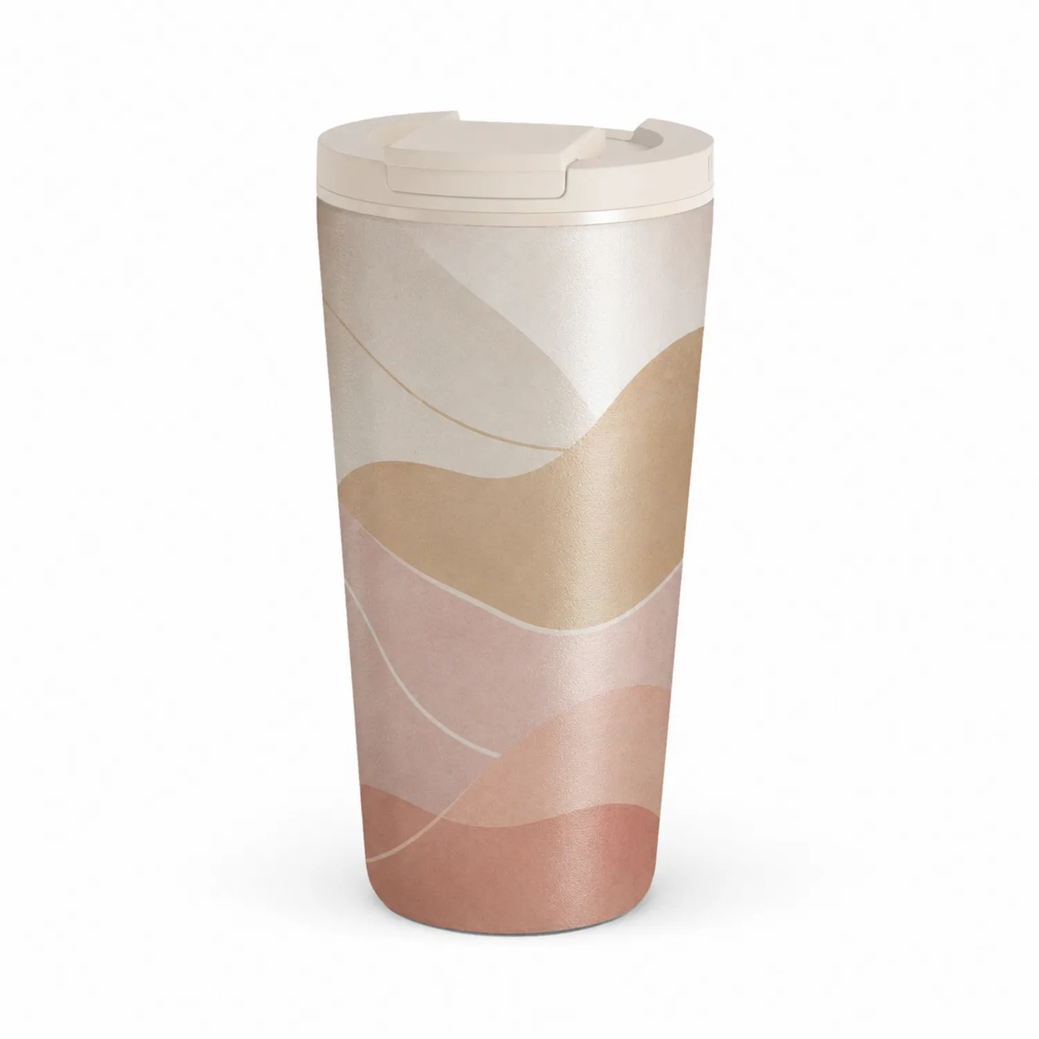 Thermobecher mit Wellen-Design Beige und Rosa 400ml-Dwelluroa
