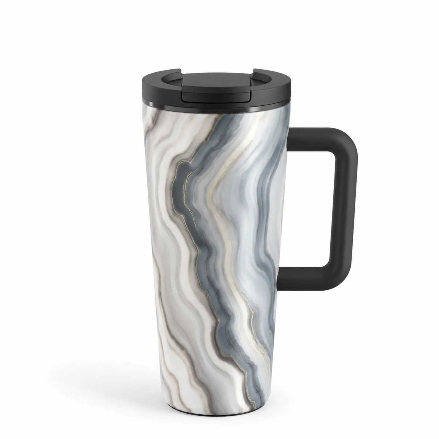 Thermobecher mit Griff 470ml Marmordesign Grau/Weiß-Dwelluroa