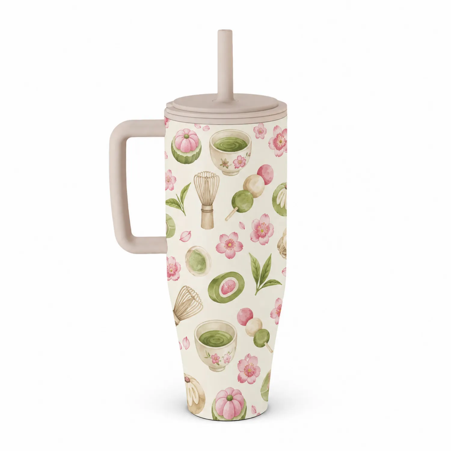 Keramik-Thermobecher mit Strohhalm 710ml Blumenmuster-Dwelluroa