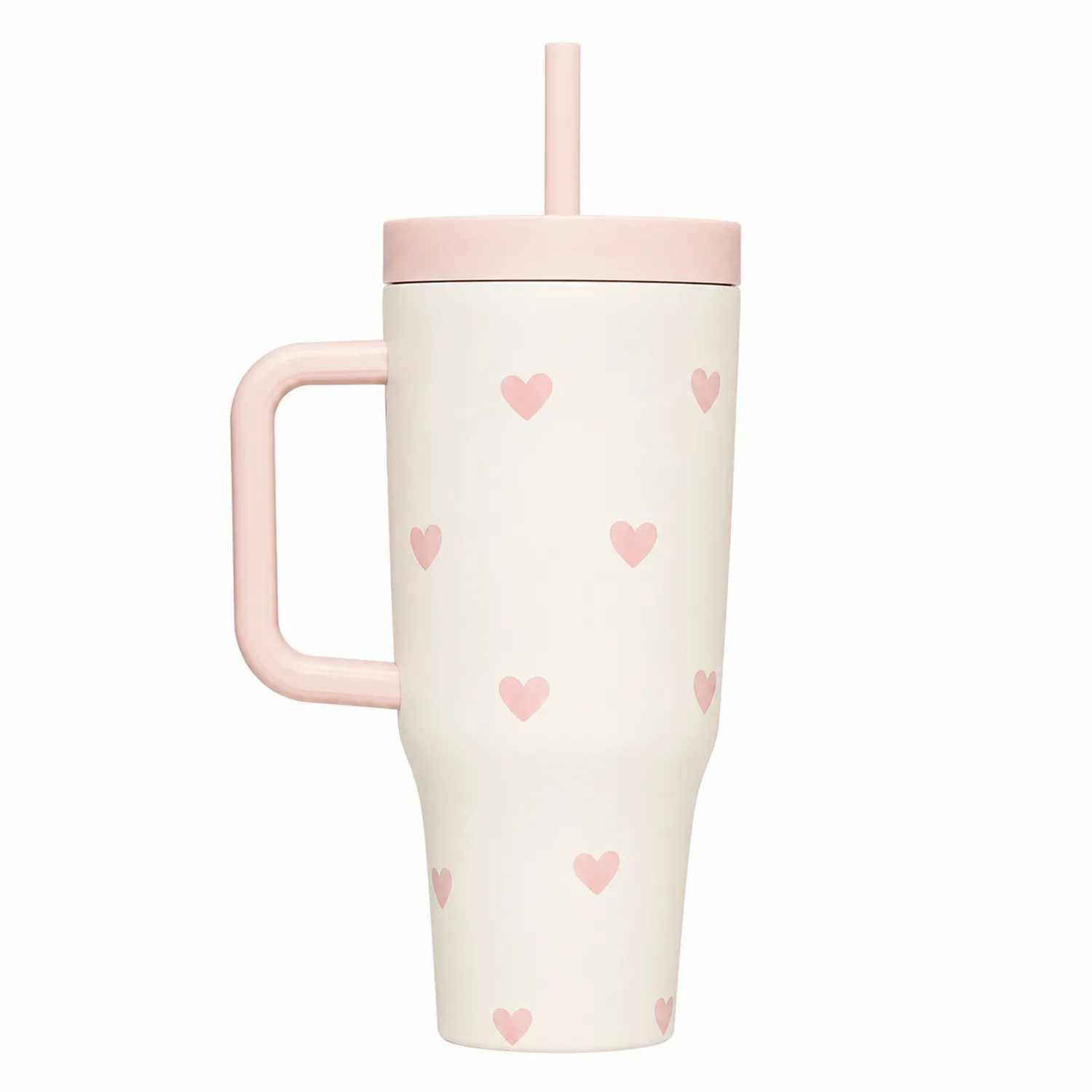 Becher mit Herzmuster 700ml Rosa/Weiß-Dwelluroa