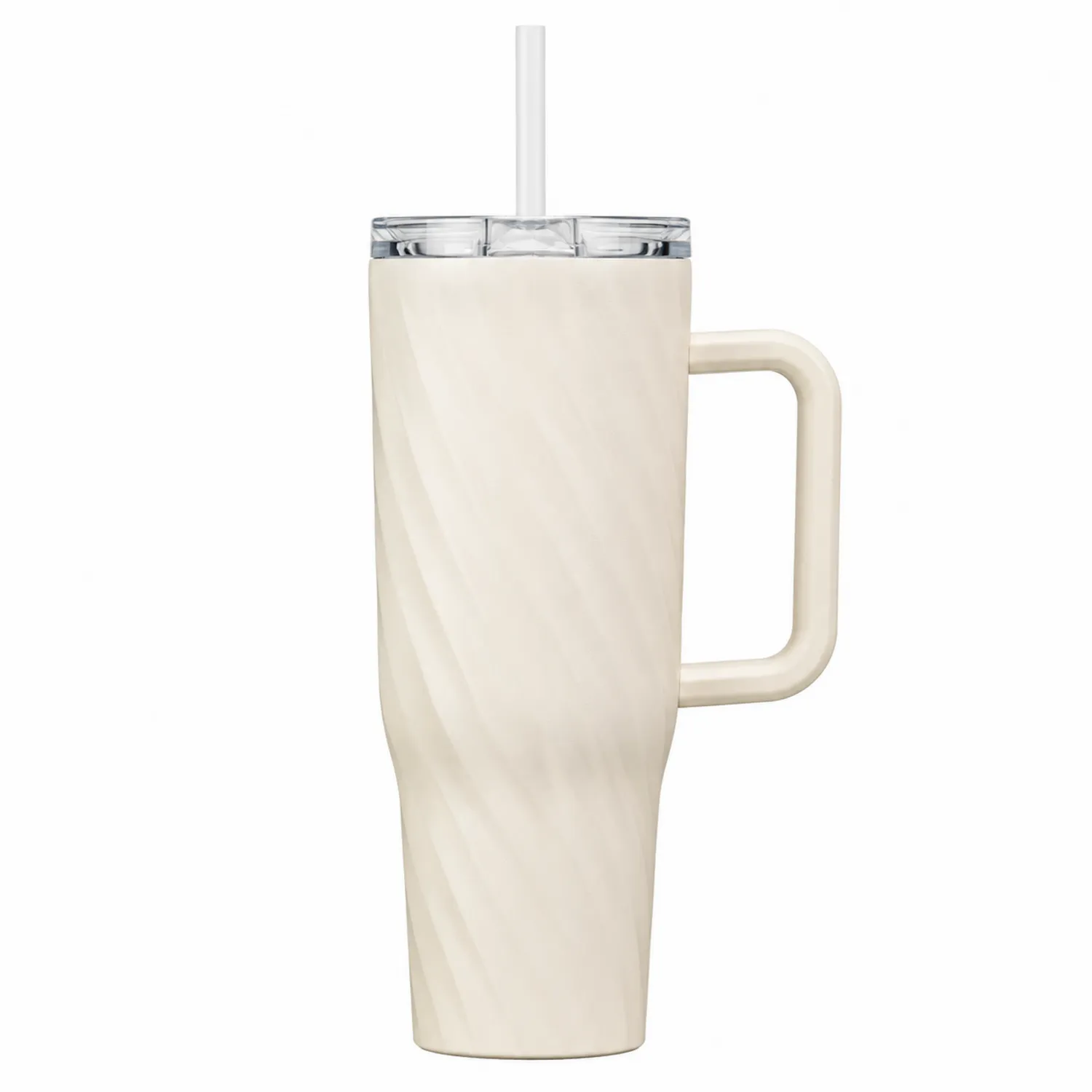 Beiger Thermobecher mit Griff und Strohhalm, 750ml-Dwelluroa