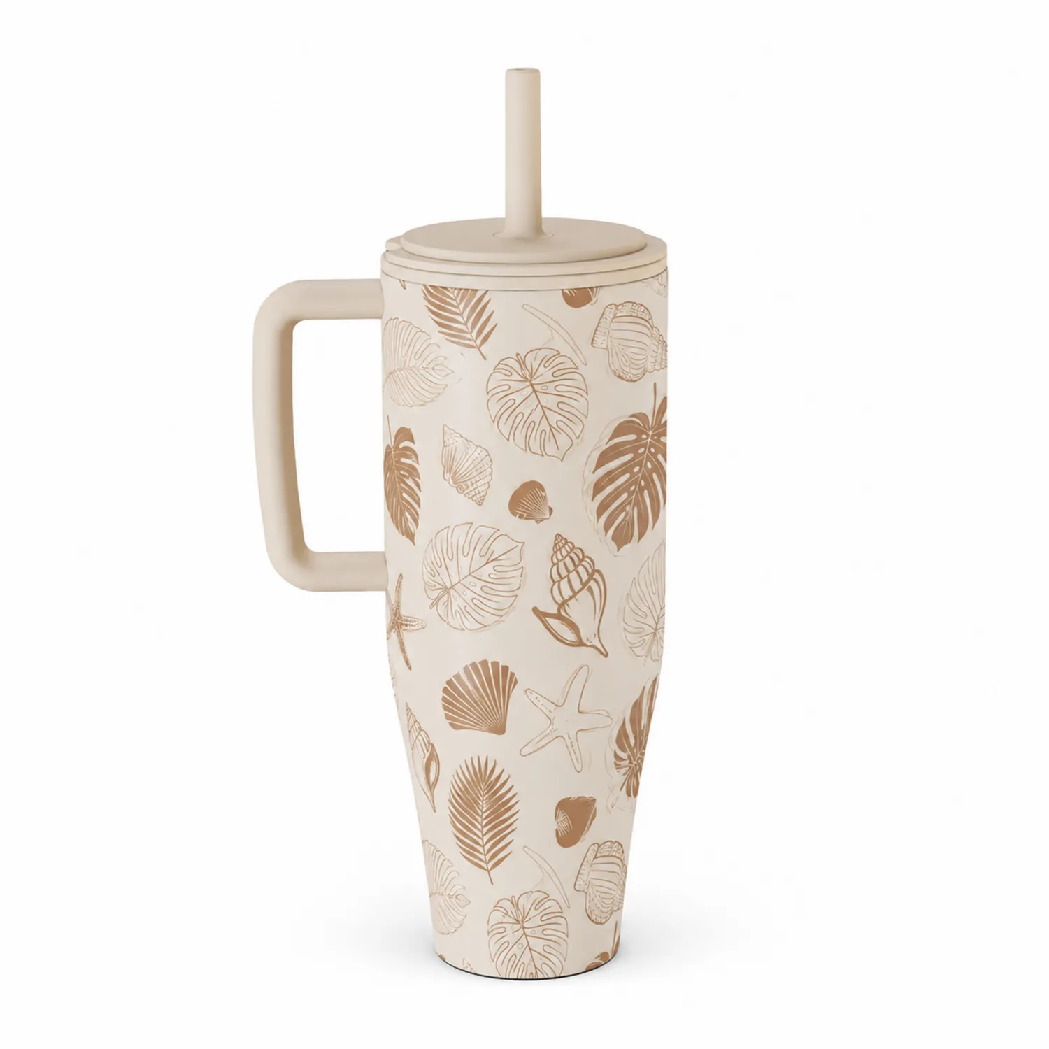Thermo-Teetasse mit Griff und Muschelmuster Beige 500ml-Dwelluroa