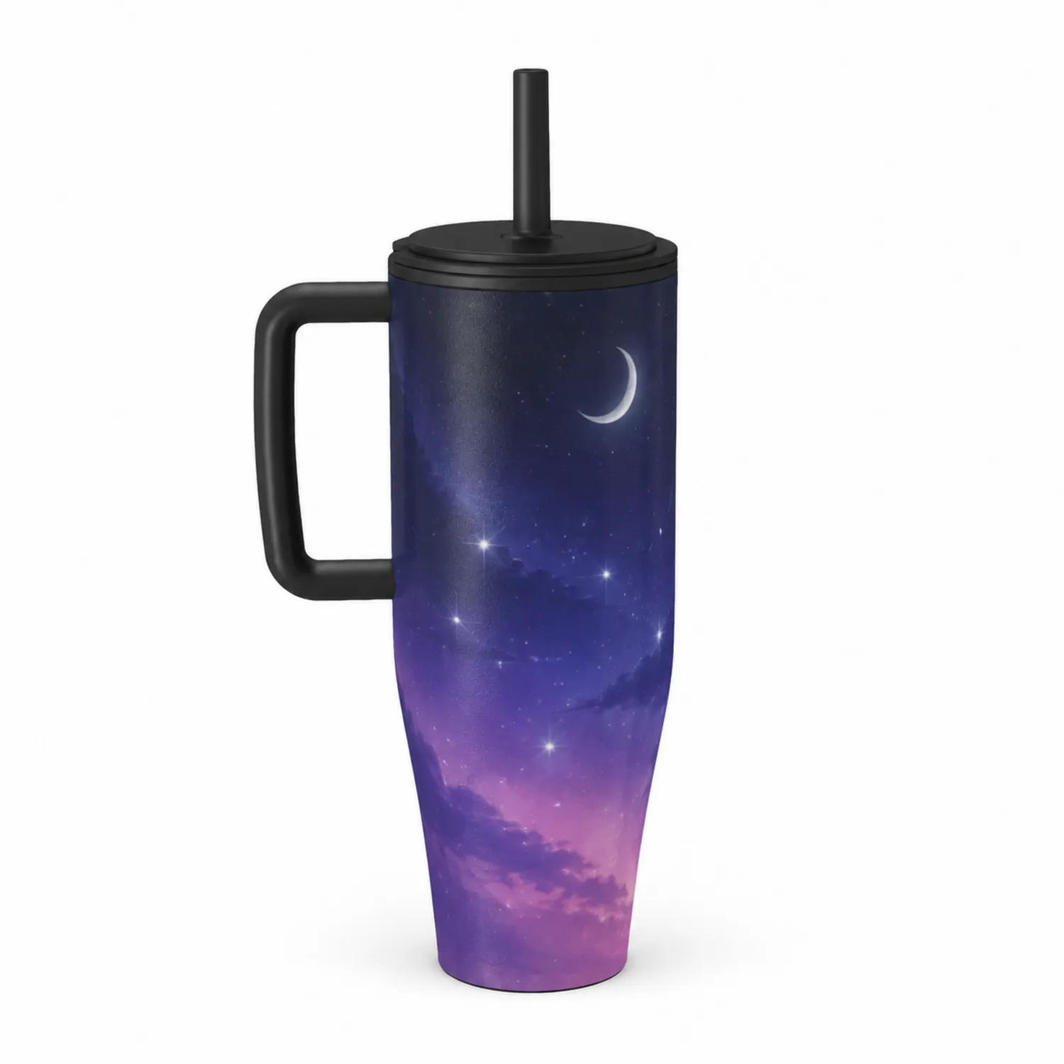Thermobecher mit Mond- und Sternenhimmel-Design, 500 ml, Blau/Violett-Dwelluroa