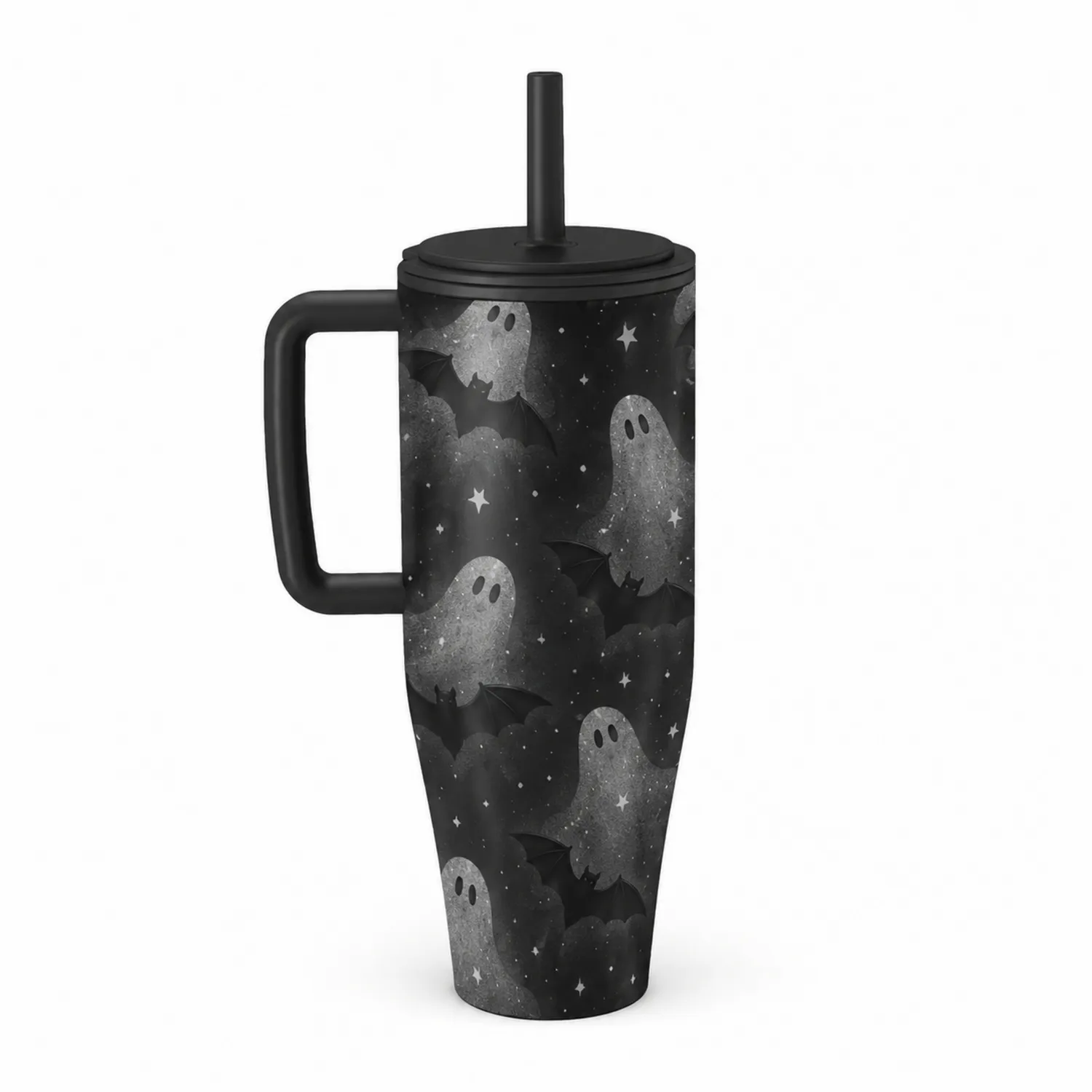 Schwarzer Isolierbecher mit Geistermotiv 710ml-Dwelluroa