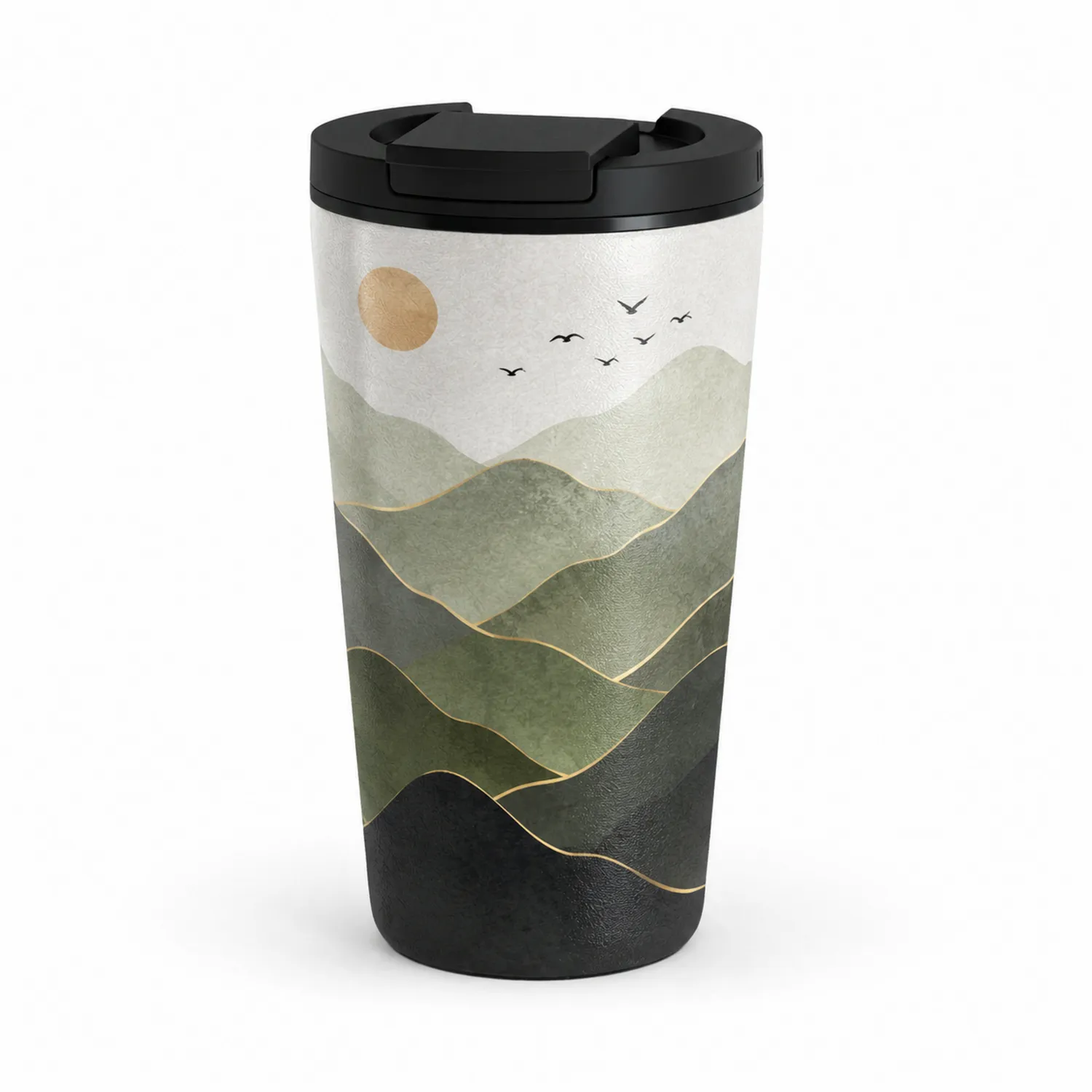 Thermobecher mit Landschaftsmotiv 400ml Schwarz/Grün-Dwelluroa