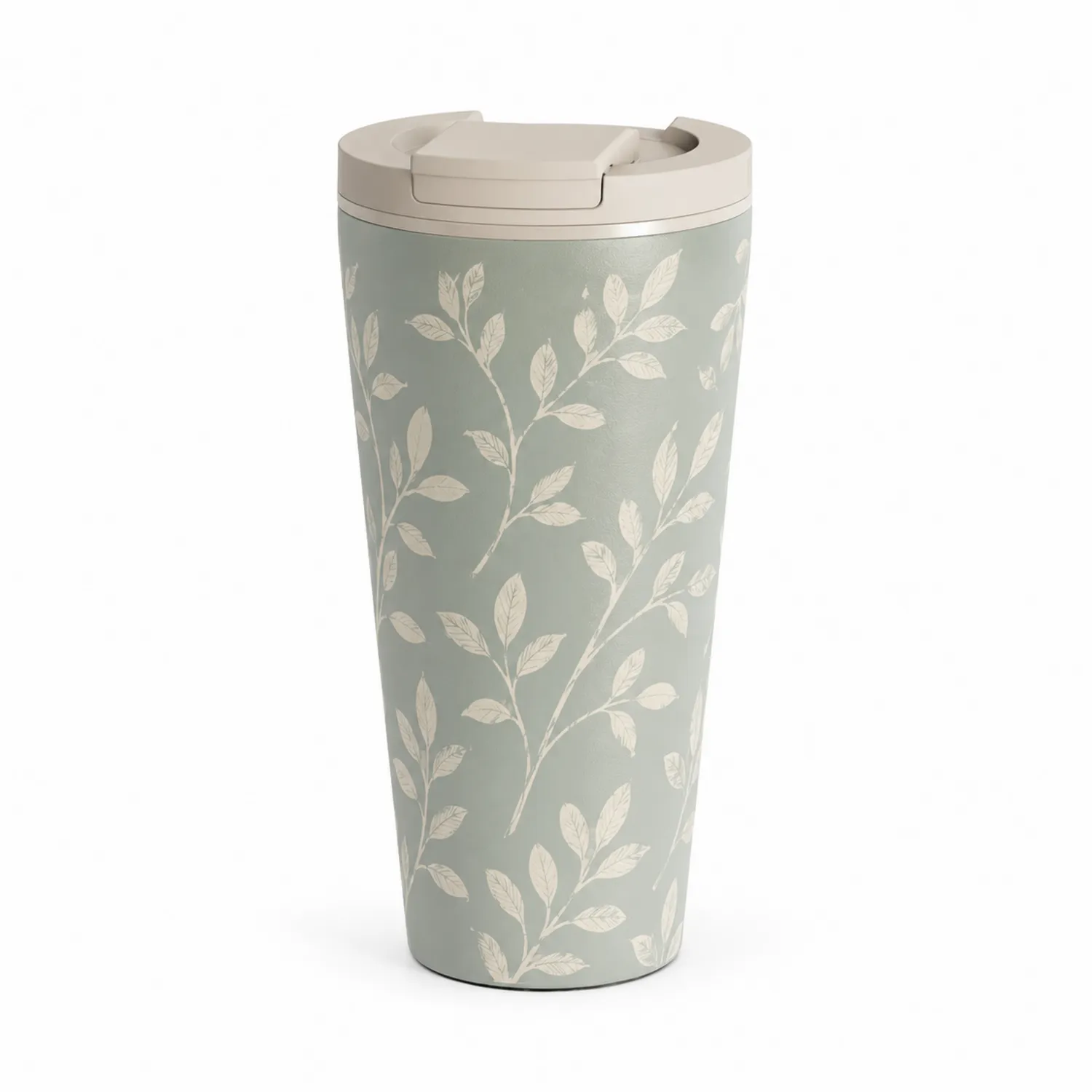 Thermobecher mit Blättermuster, 450ml, Grün/Beige-Dwelluroa
