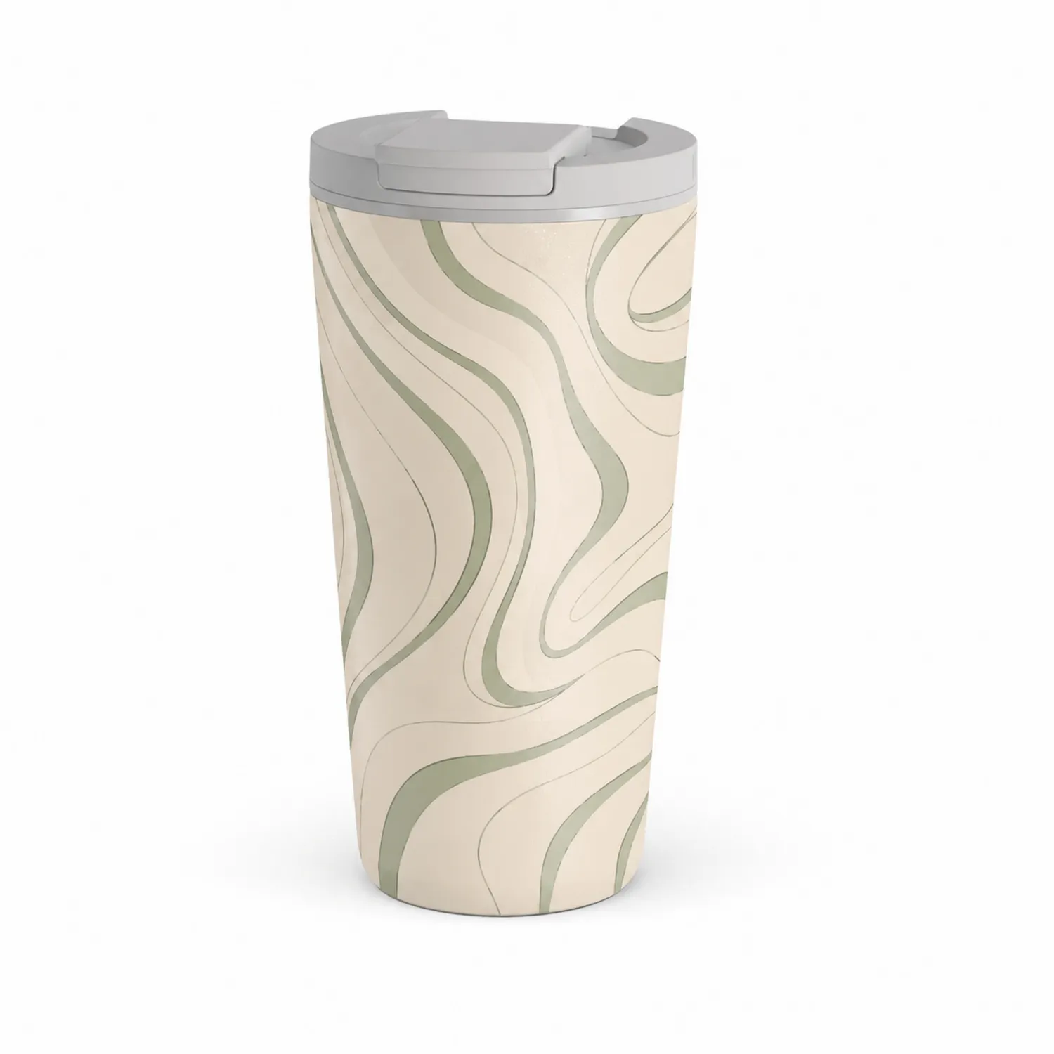 Doppelwandiger Thermobecher 400ml Beige/Grün-Dwelluroa