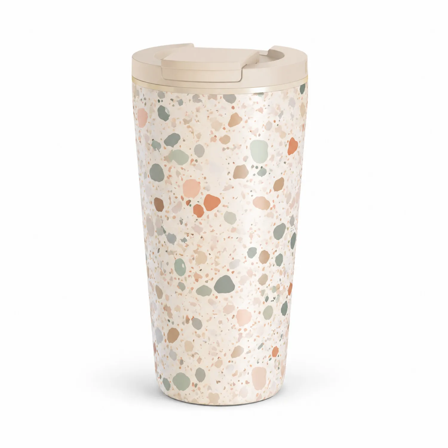 Thermobecher 500ml Terrazzo-Design Creme-Dwelluroa