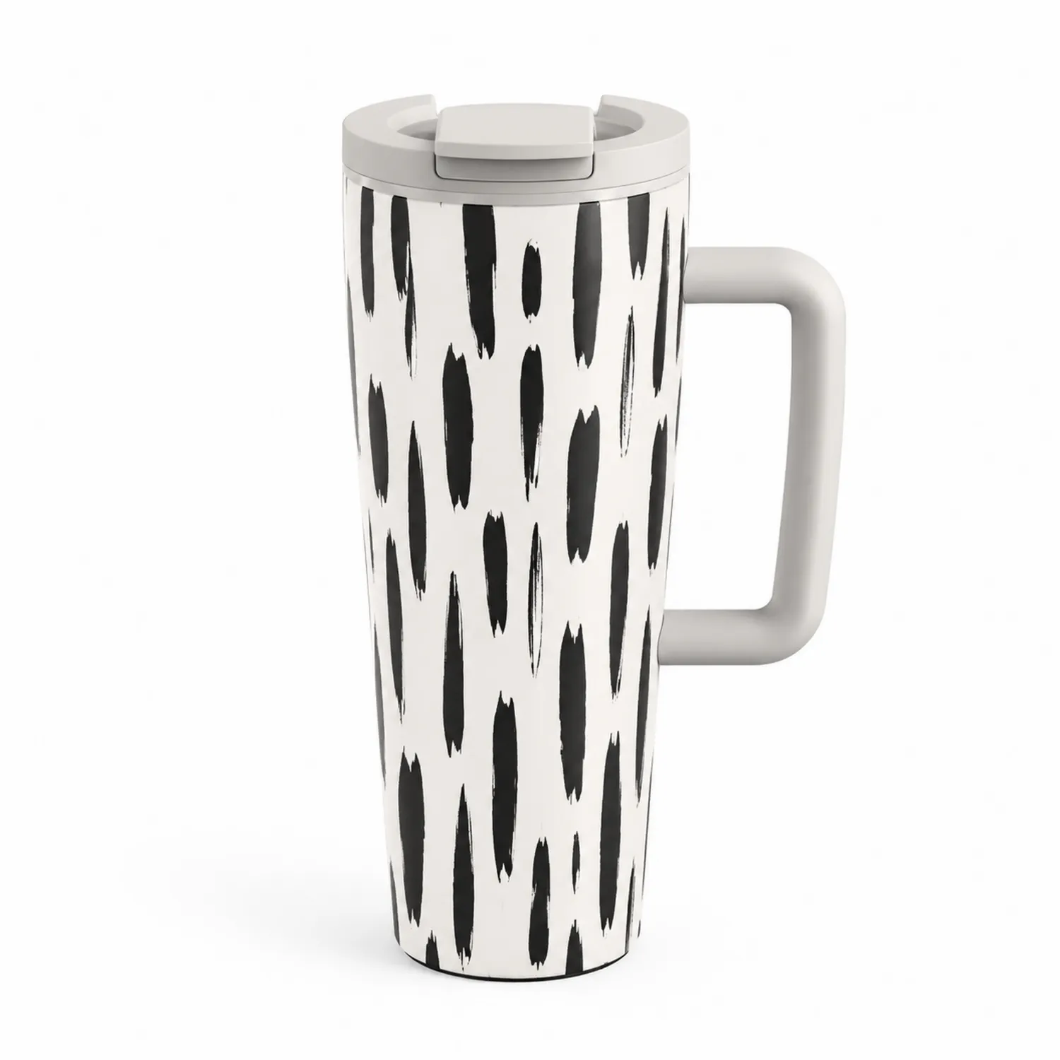 Doppelwandiger Thermobecher 450ml Druckverschluss Schwarz-Weiß-Dwelluroa