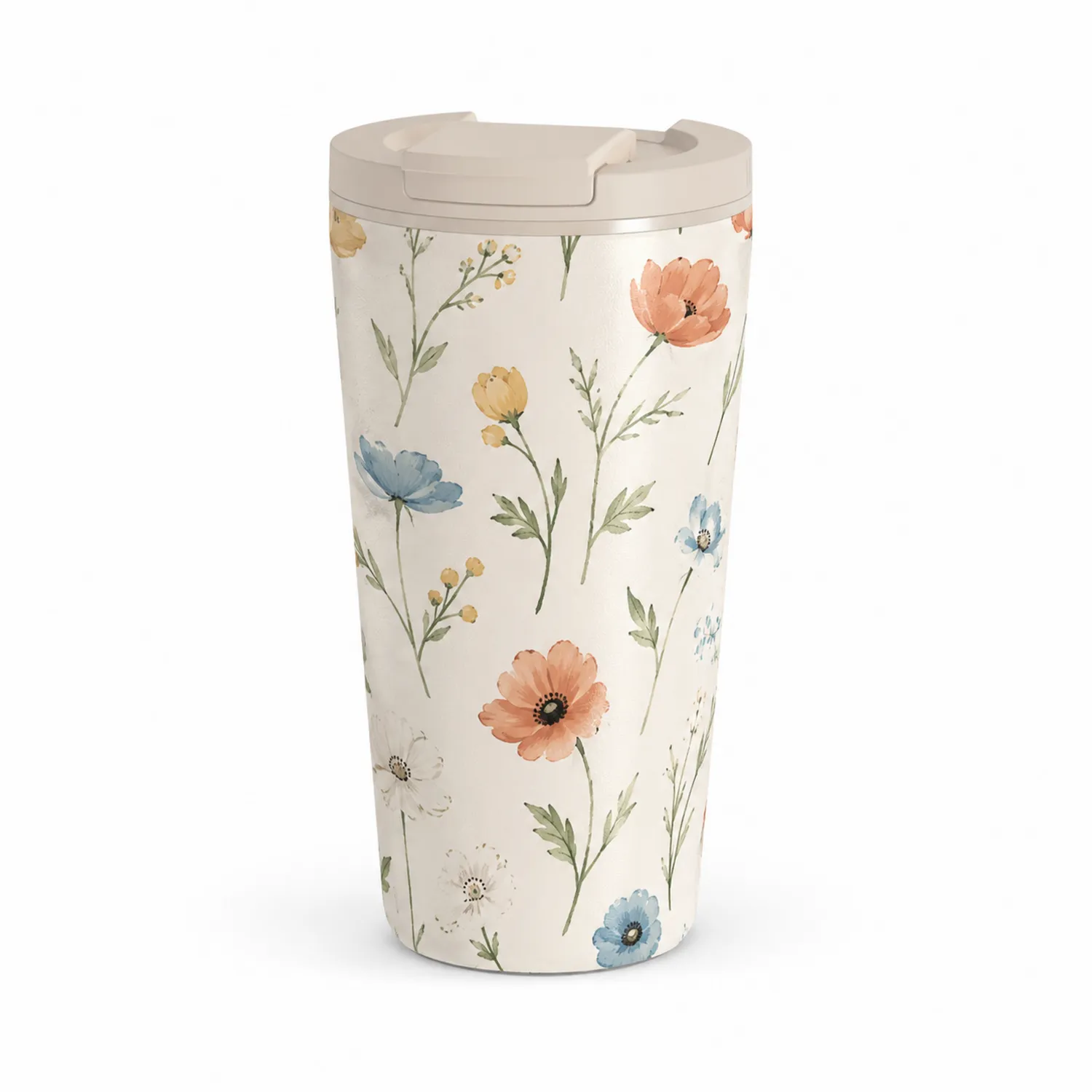 Thermobecher mit Blumenmuster 400ml Beige-Dwelluroa