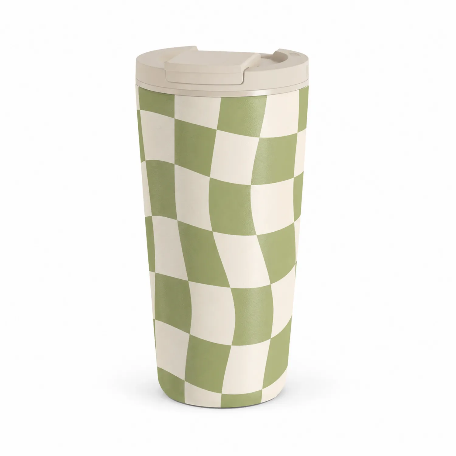 Thermobecher Schachbrettmuster Grün/Weiß 500 ml-Dwelluroa