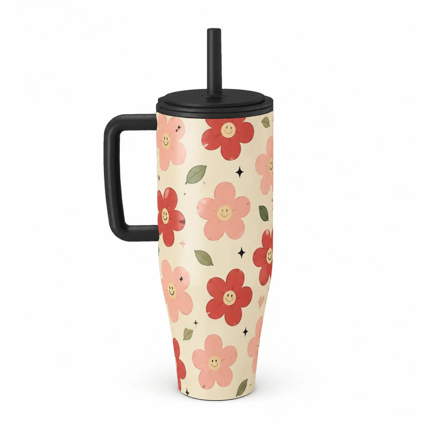Thermobecher mit Blumenmuster und Henkel, 500ml-Dwelluroa